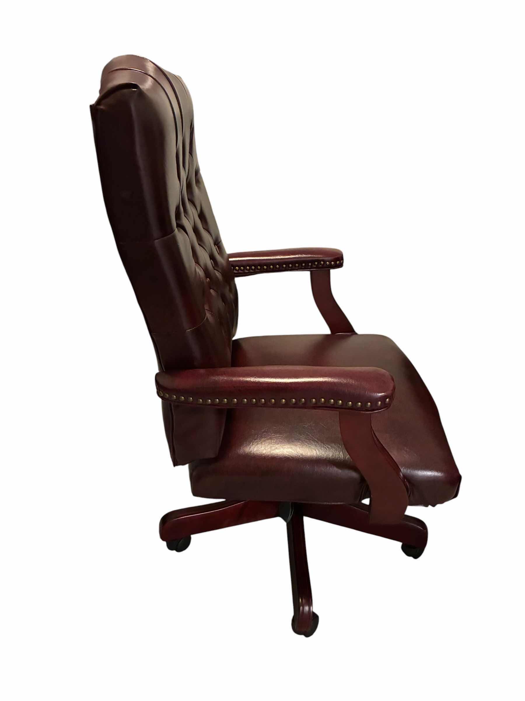 Photo 1 of EXECUTIVE DARK CHERRY LEATHER ROLLING OFFICE CHAIR