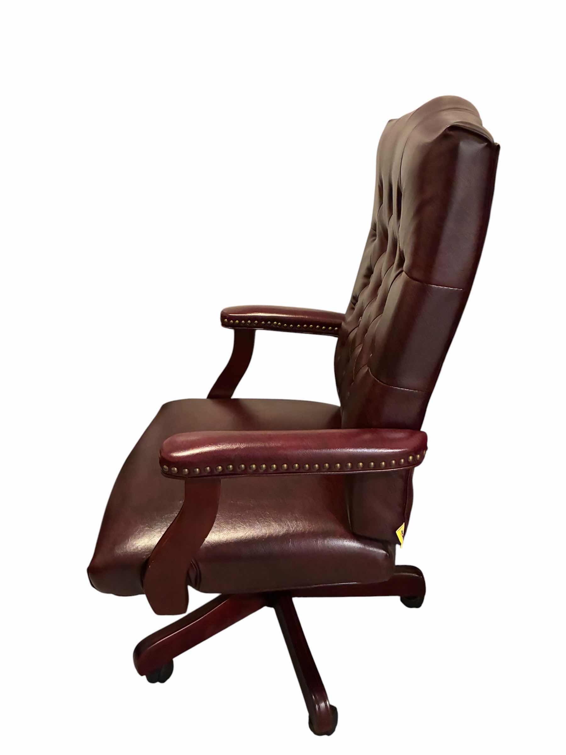 Photo 1 of EXECUTIVE DARK CHERRY LEATHER ROLLING OFFICE CHAIR