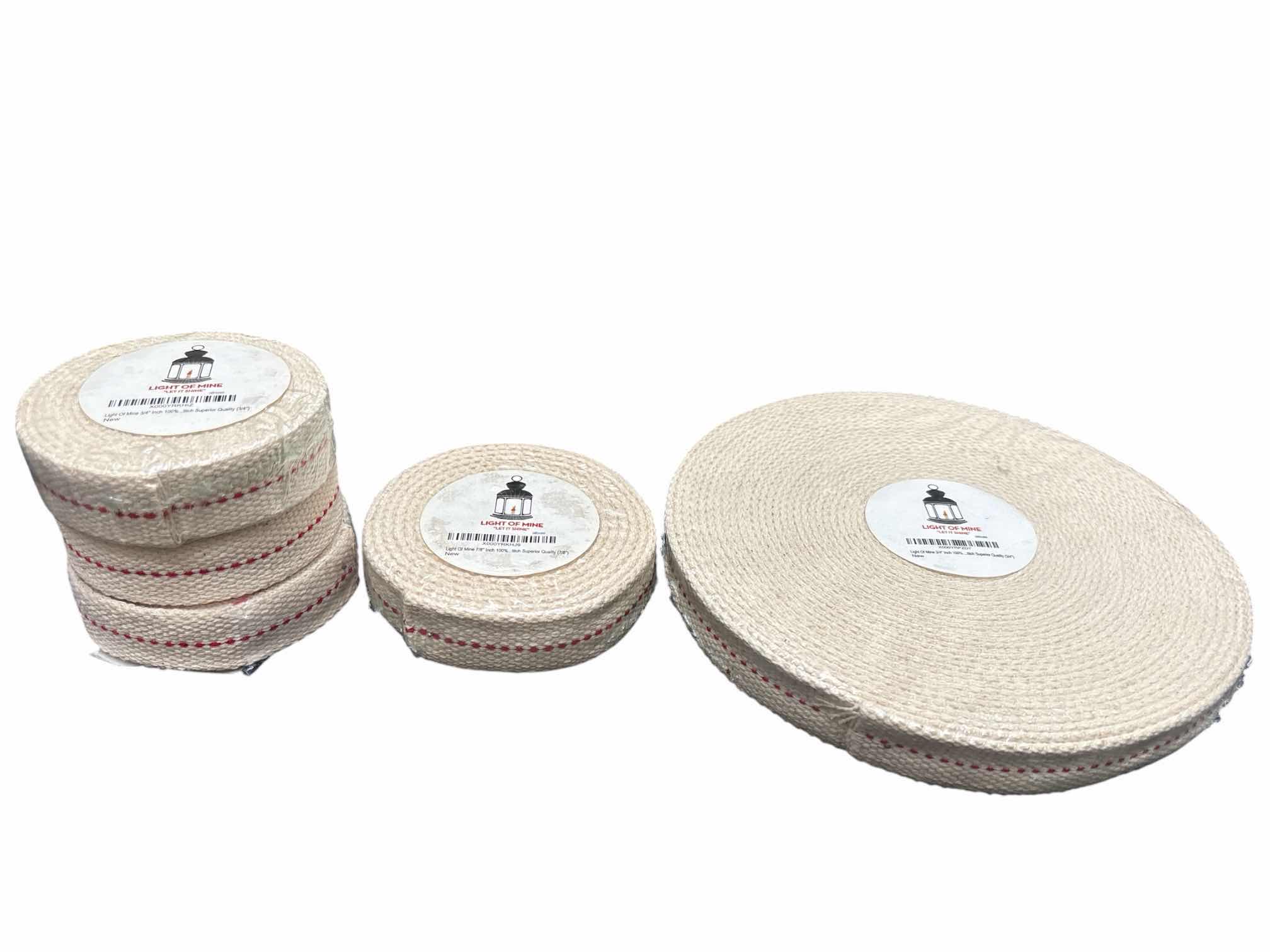 Photo 1 of LIGHT OF MINE 100% COTTON FLAT WICK FOR PARAFFIN OIL/KEROSENE BASED LANTERNS & OIL LAMPS W GENUINE RED STITCH *SEE NOTES FOR SIZES (5 ROLLS)