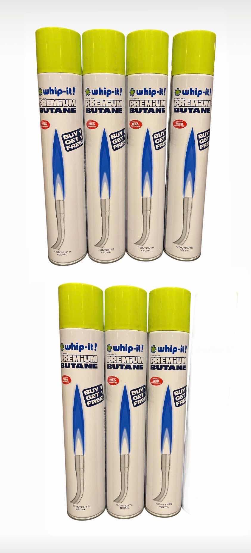 Photo 1 of 7-PACK WHIP-IT! PREMIUM BUTANE CAN 420ml