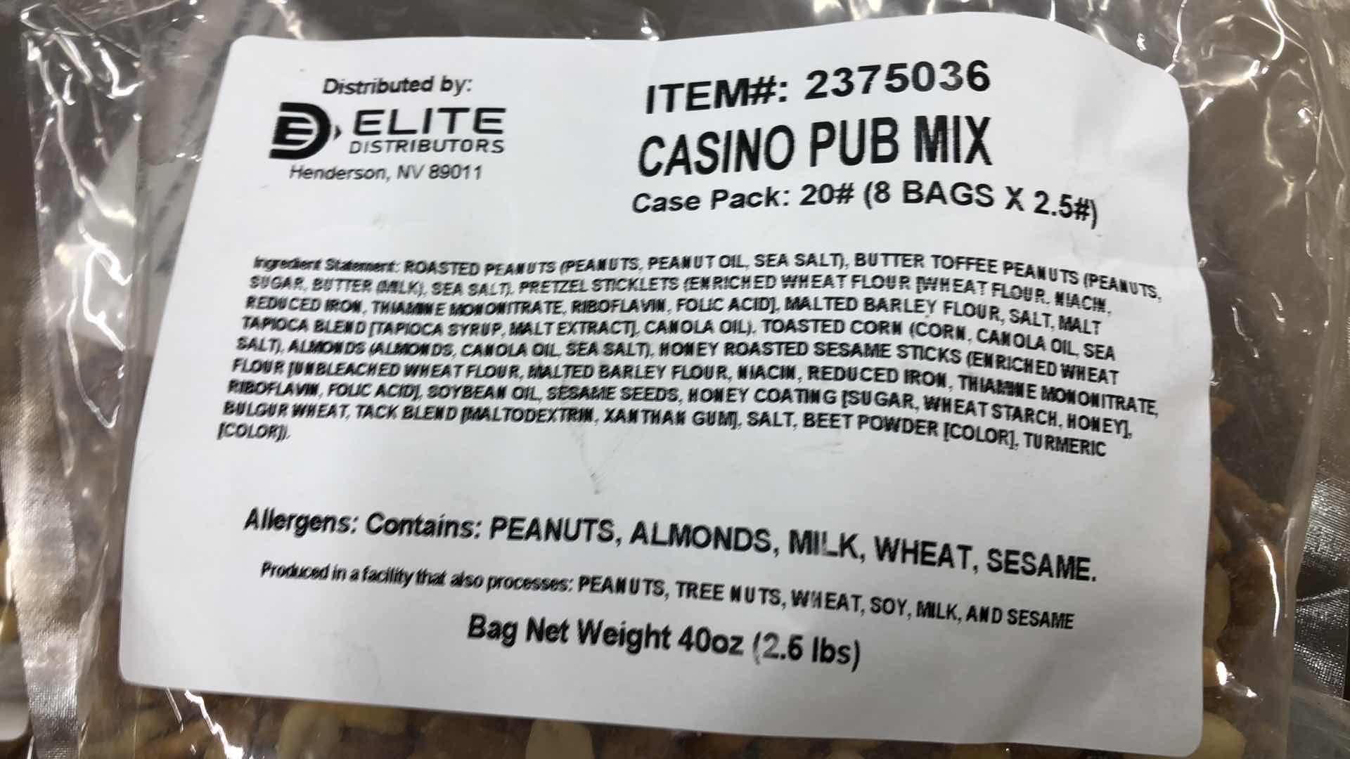 Photo 1 of ELITE CASINO PUB MIX CASE OF 8 BAGS X 2.5 POUNDS