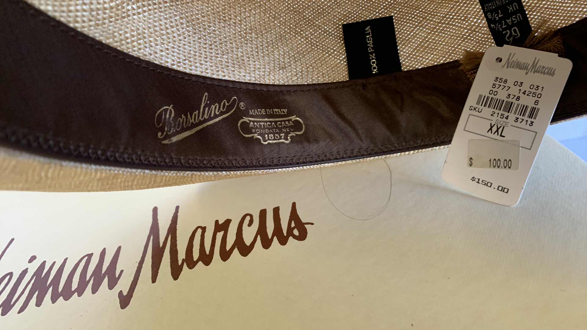 Photo 1 of BORSALINO MENS HAT IN BOX MADE IN ITALY SIZE XL