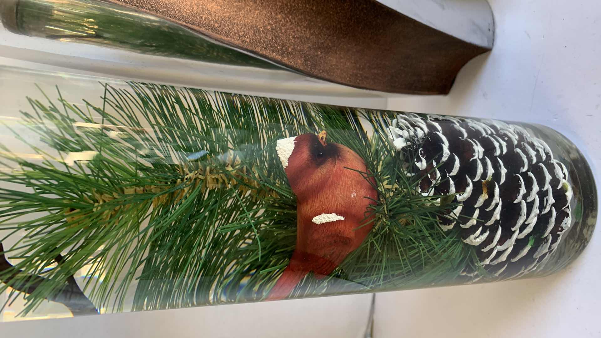 Photo 1 of 2-HOLIDAY OIL BURNING CANDLES, COPPER W SILVER VASE H13"