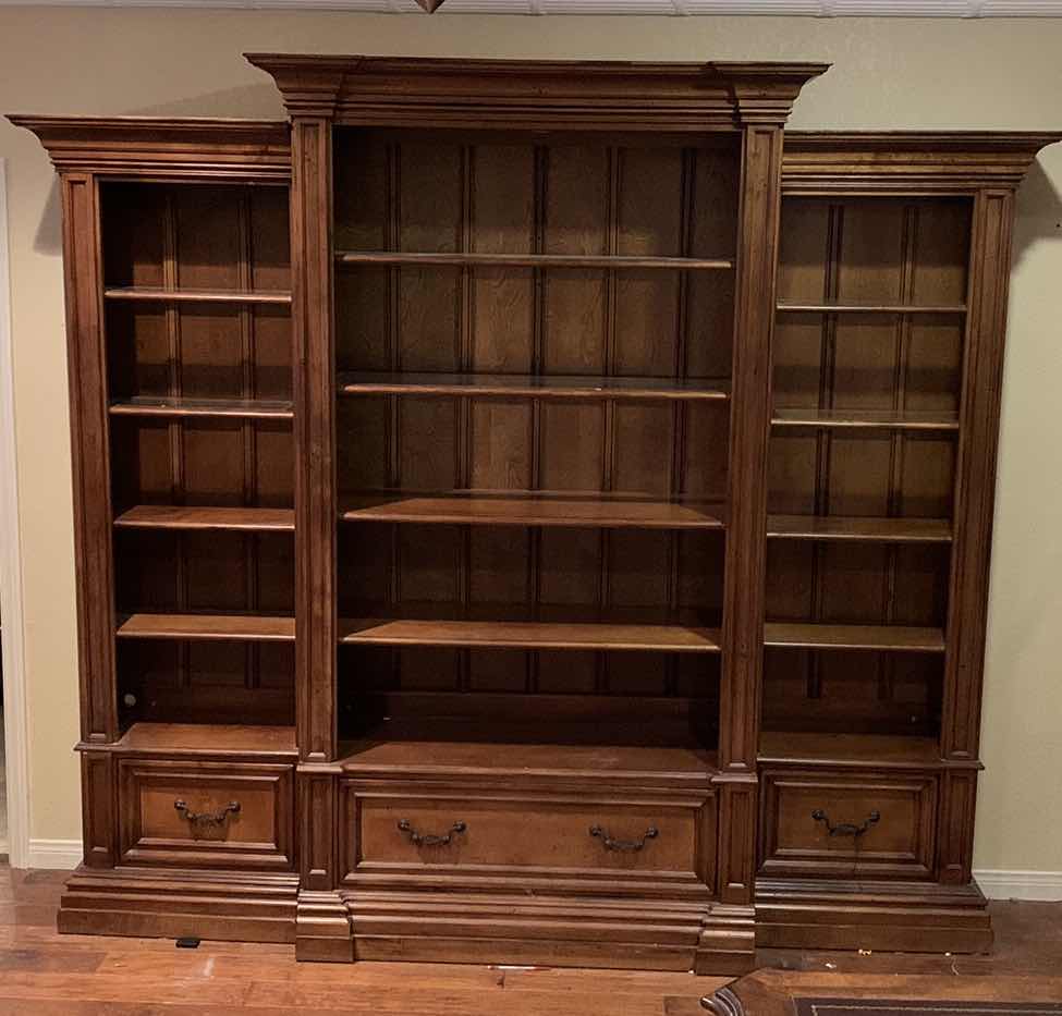 Photo 1 of 3 PC-MAHOGANY BOOKCASE WALL UNIT 96” X 20” H 93”