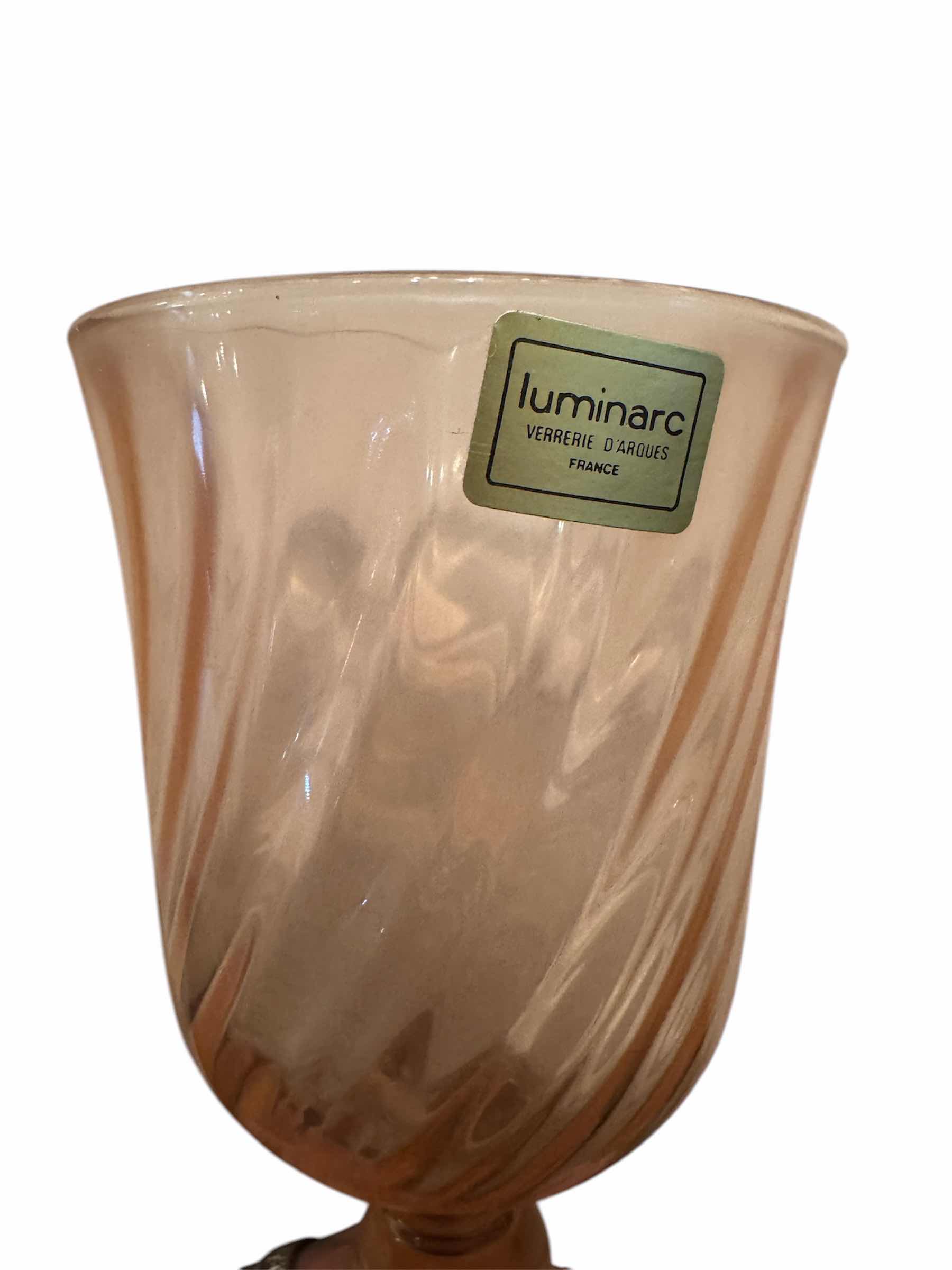 Photo 1 of 7-LUMINARC ROSALINE PINK SWIRL GLASSES D3” X H6”