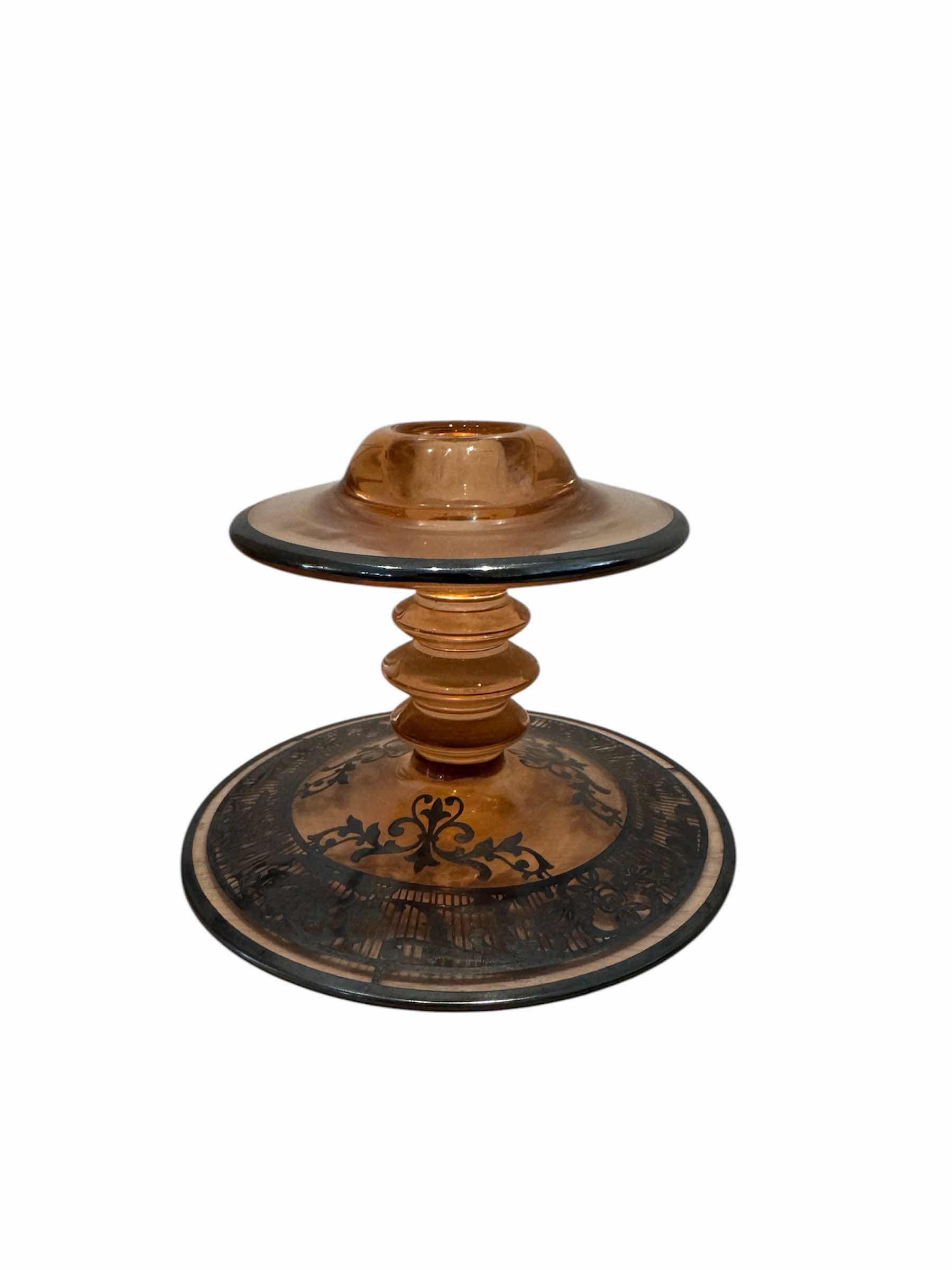 Photo 1 of VINTAGE-PINKE GLASS CANDLE HOLDERS, DEPRESSION ERA
D5” X H3.5”