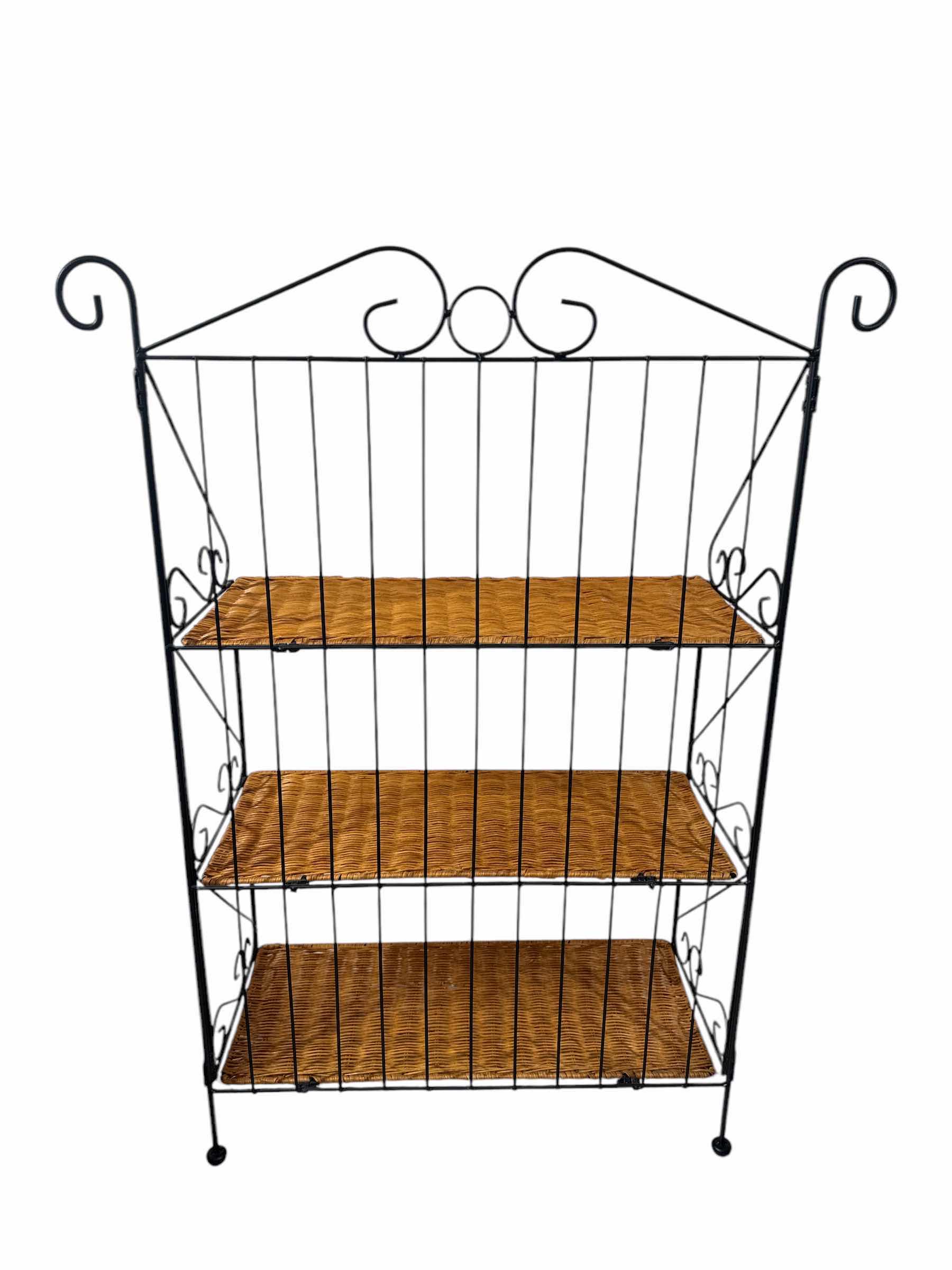 Photo 1 of METAL AND WICKER SHELF 23“ x 10“ H 32”