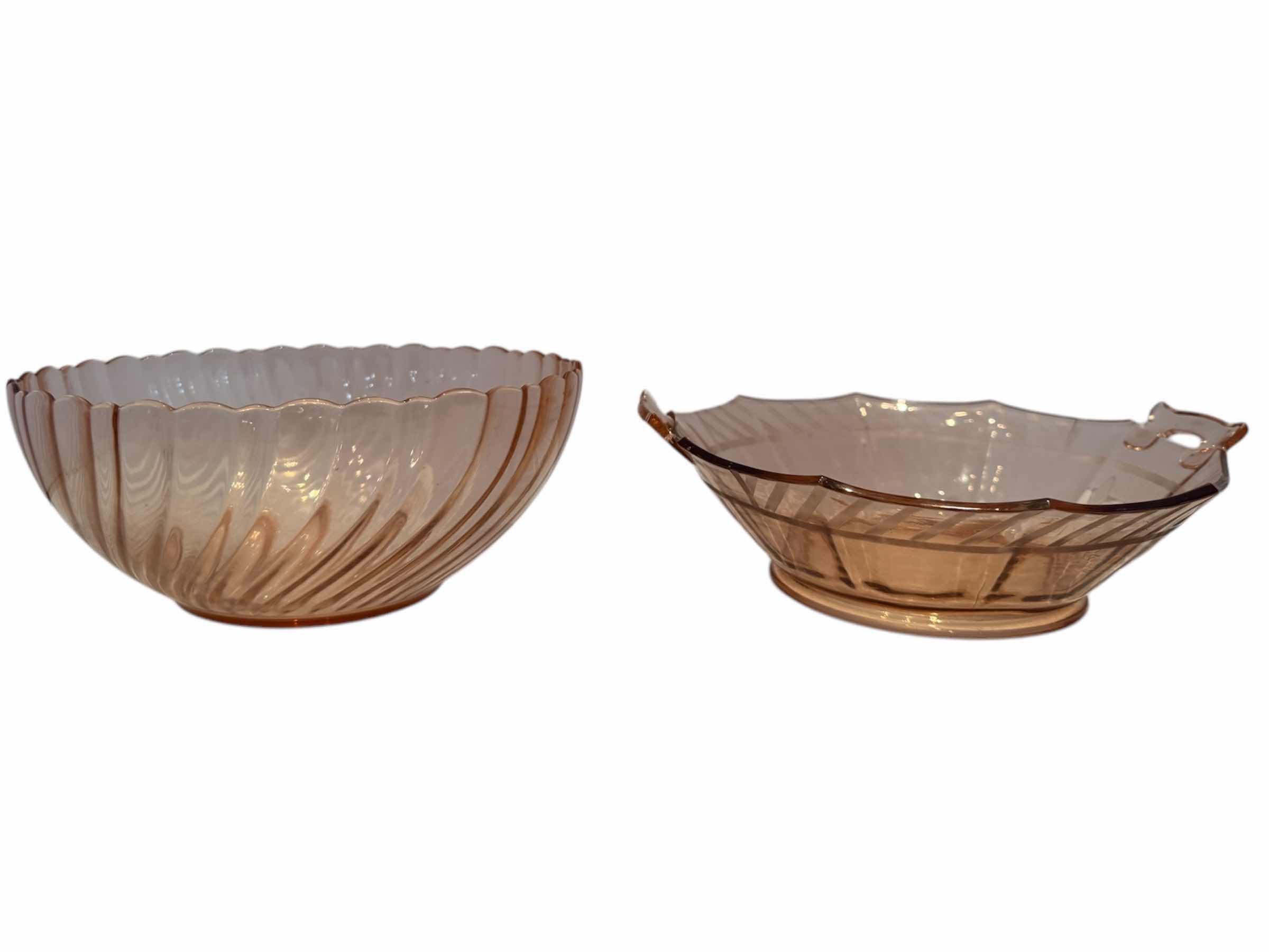Photo 1 of 5-VINTAGE PINK DEPRESSION GLASS SERVING BOWLS


