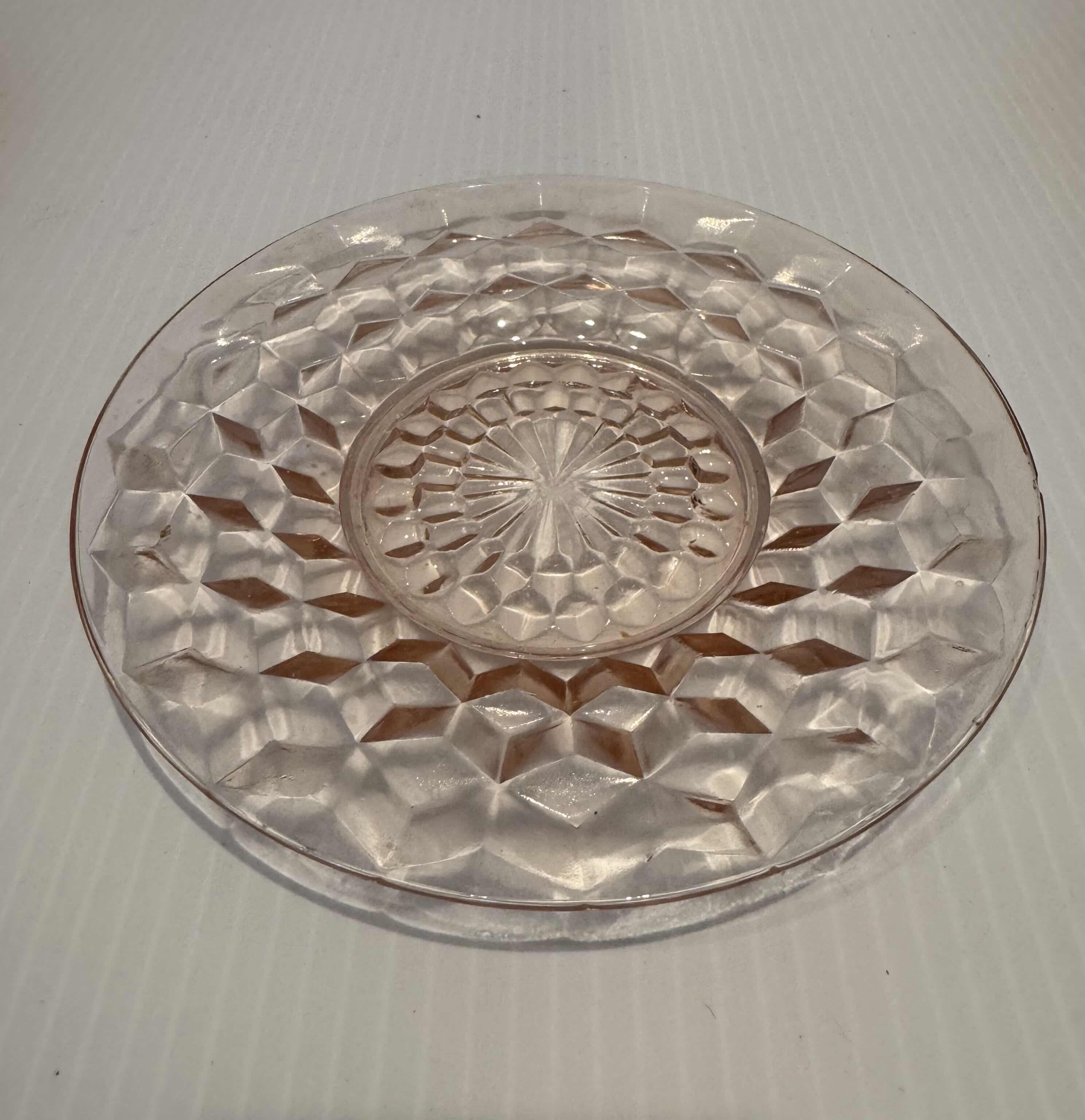 Photo 1 of 24-VINTAGE PINK DEPRESSION GLASS PLATES, SET OF 24