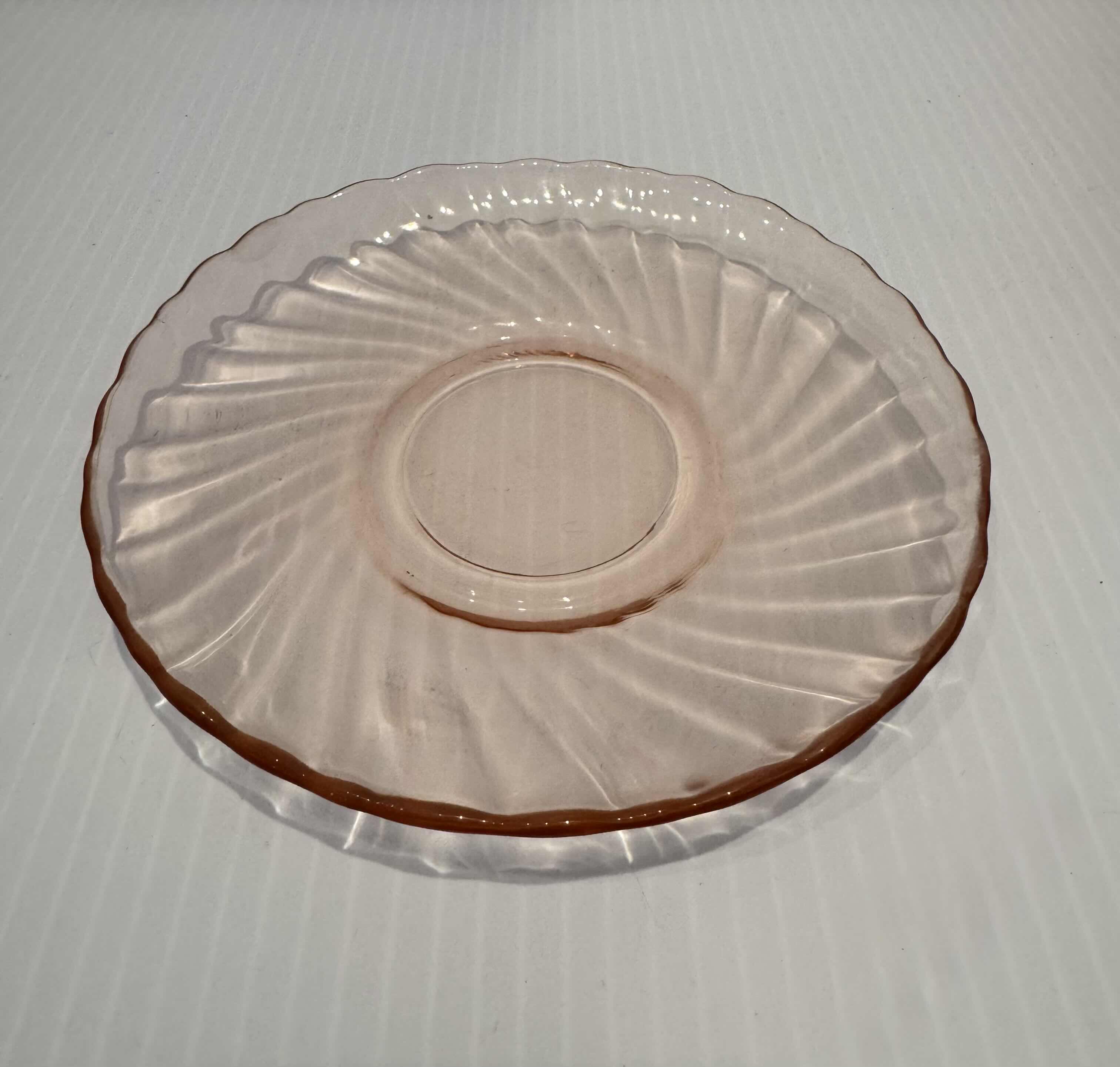 Photo 1 of 24-VINTAGE PINK DEPRESSION GLASS PLATES, SET OF 24