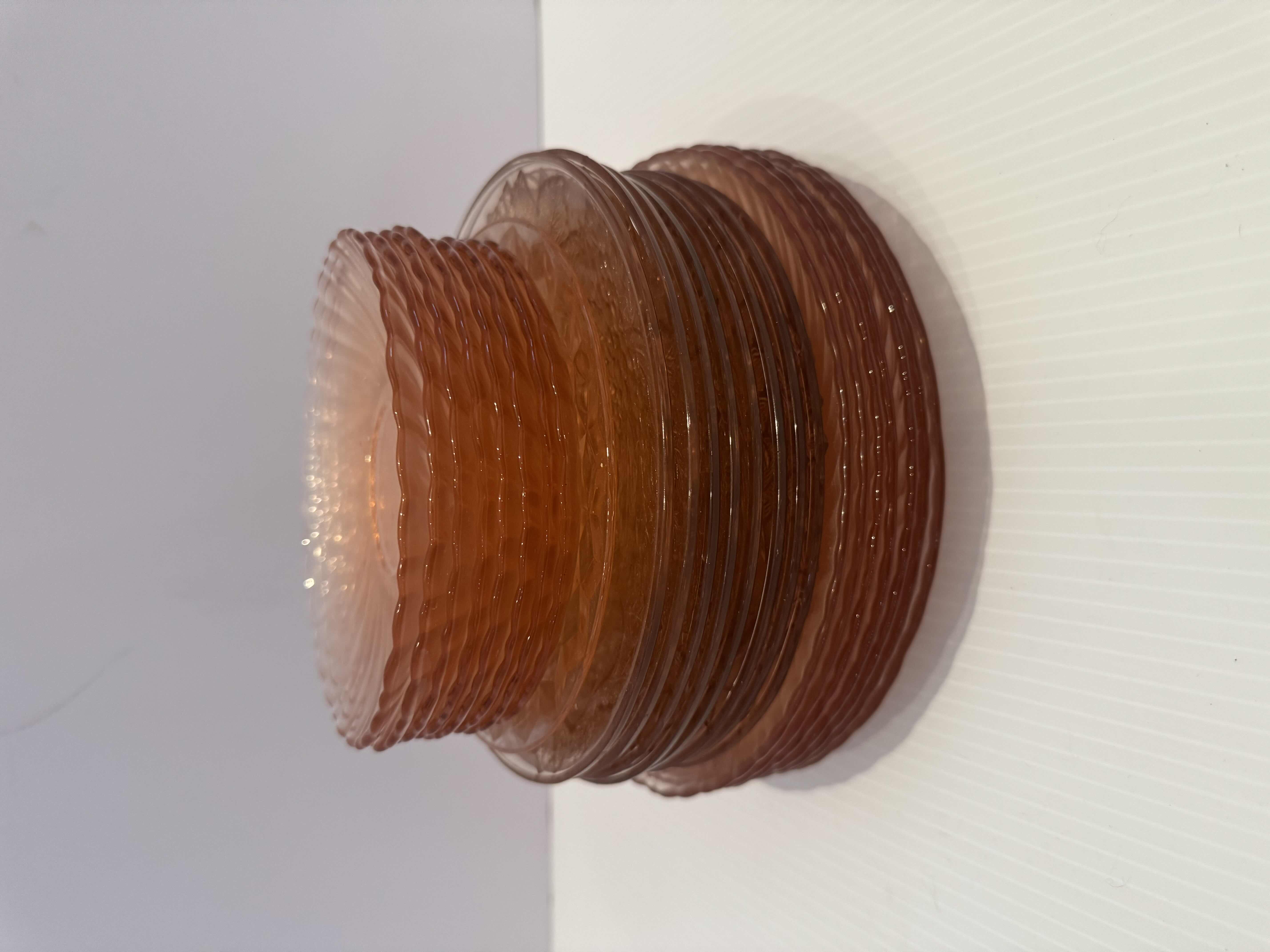 Photo 1 of 24-VINTAGE PINK DEPRESSION GLASS PLATES, SET OF 24