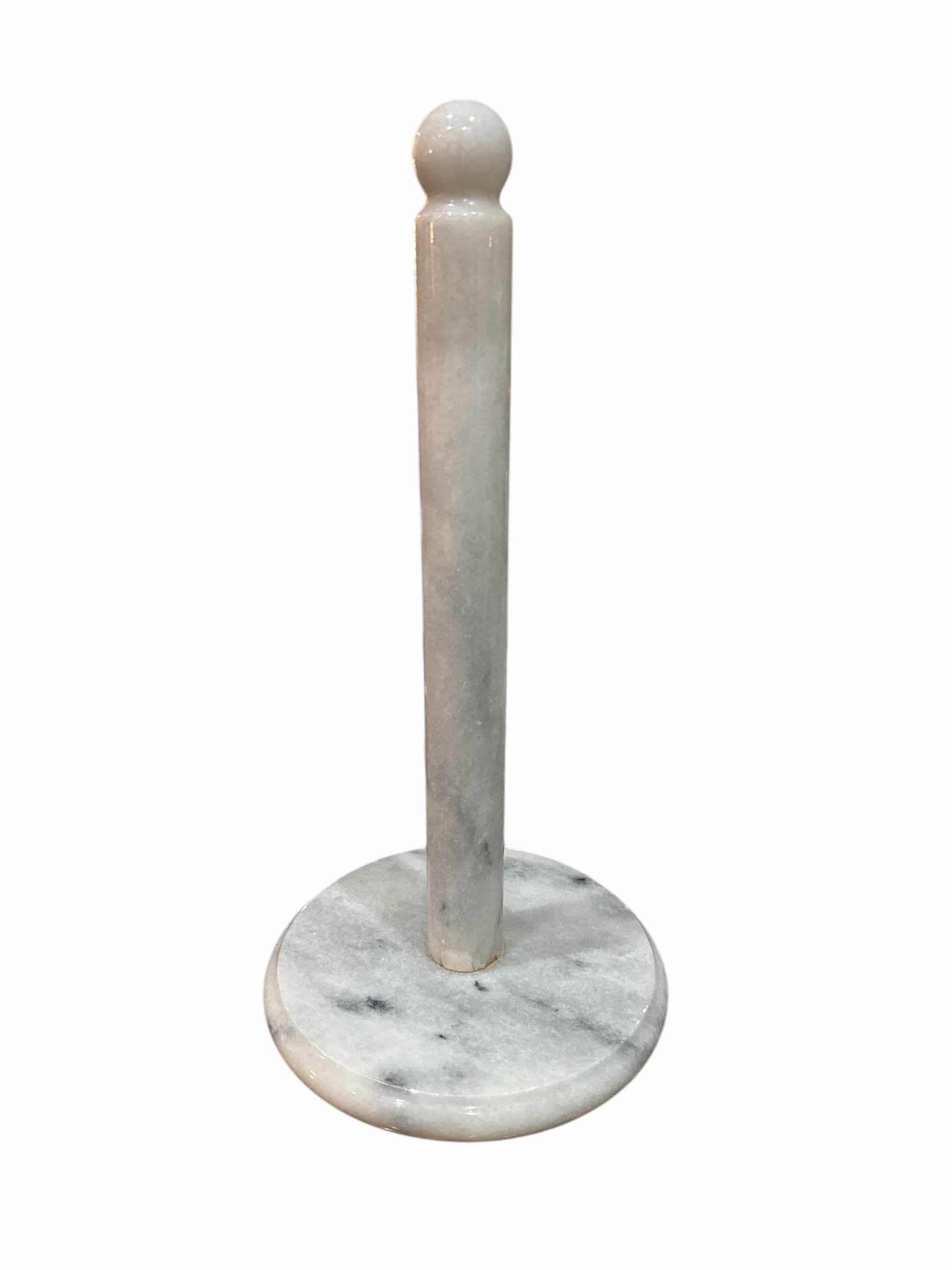Photo 1 of 5 PIECE MARBLE SET 18” X 12” MARBLE CUTTING BOARD, (2) MARBLE SPOON RESTS AND (1) LIDDED MARBLE CONTAINER (1) PAPER TOWEL HOLDER