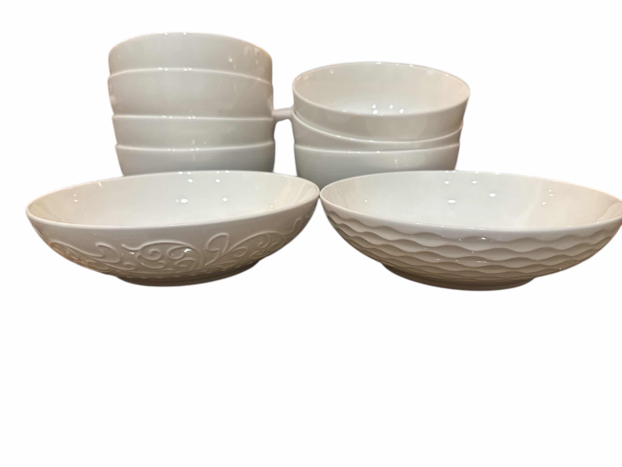 Photo 1 of 13 PIECES- WHITE SOUP BOWLS & 2 QT LIDDED WHITE SERVING DISH