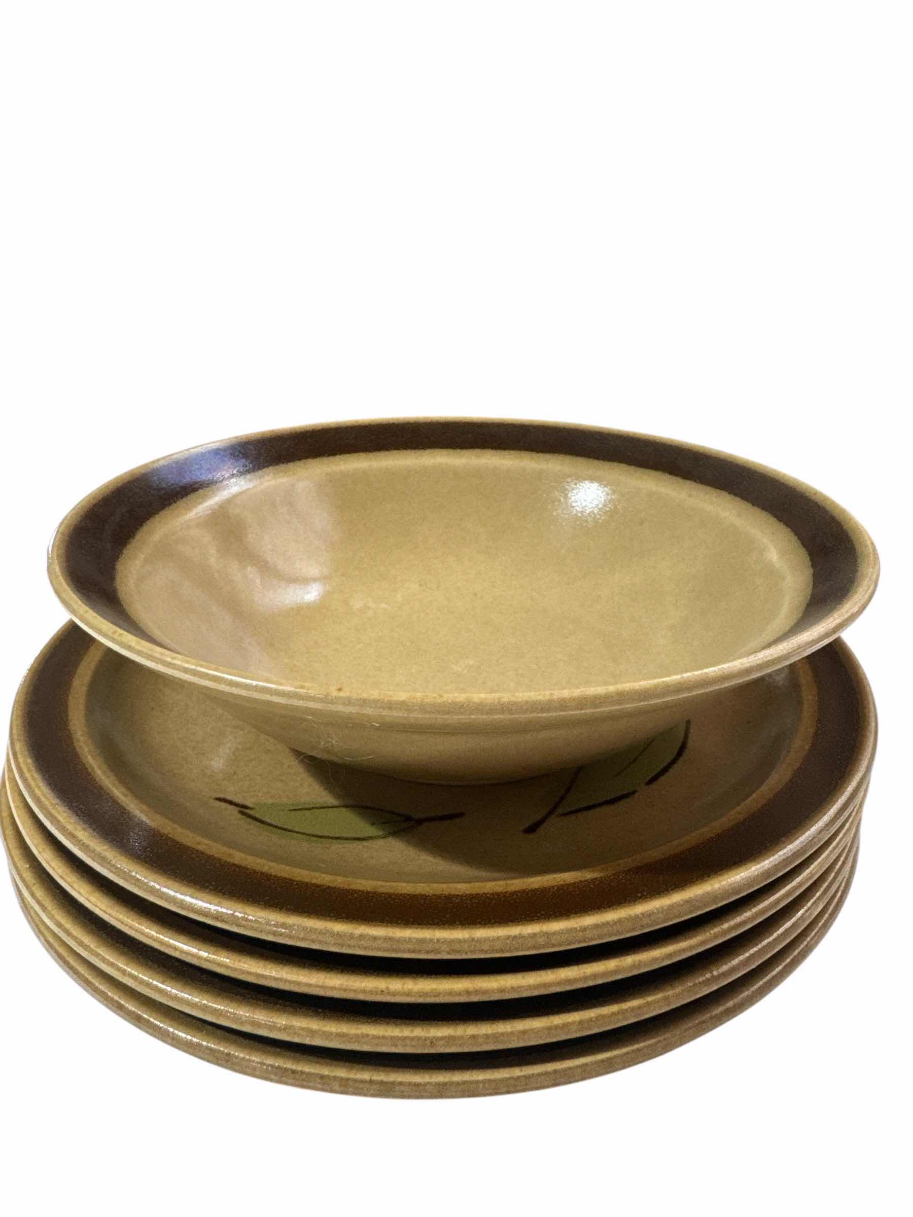 Photo 1 of (5) PIECES OF JAPANESE HEARTSIDE HAND-PAINTED OVENPROOF STONEWARE (4) SALAD PLATES, (1) BOWL