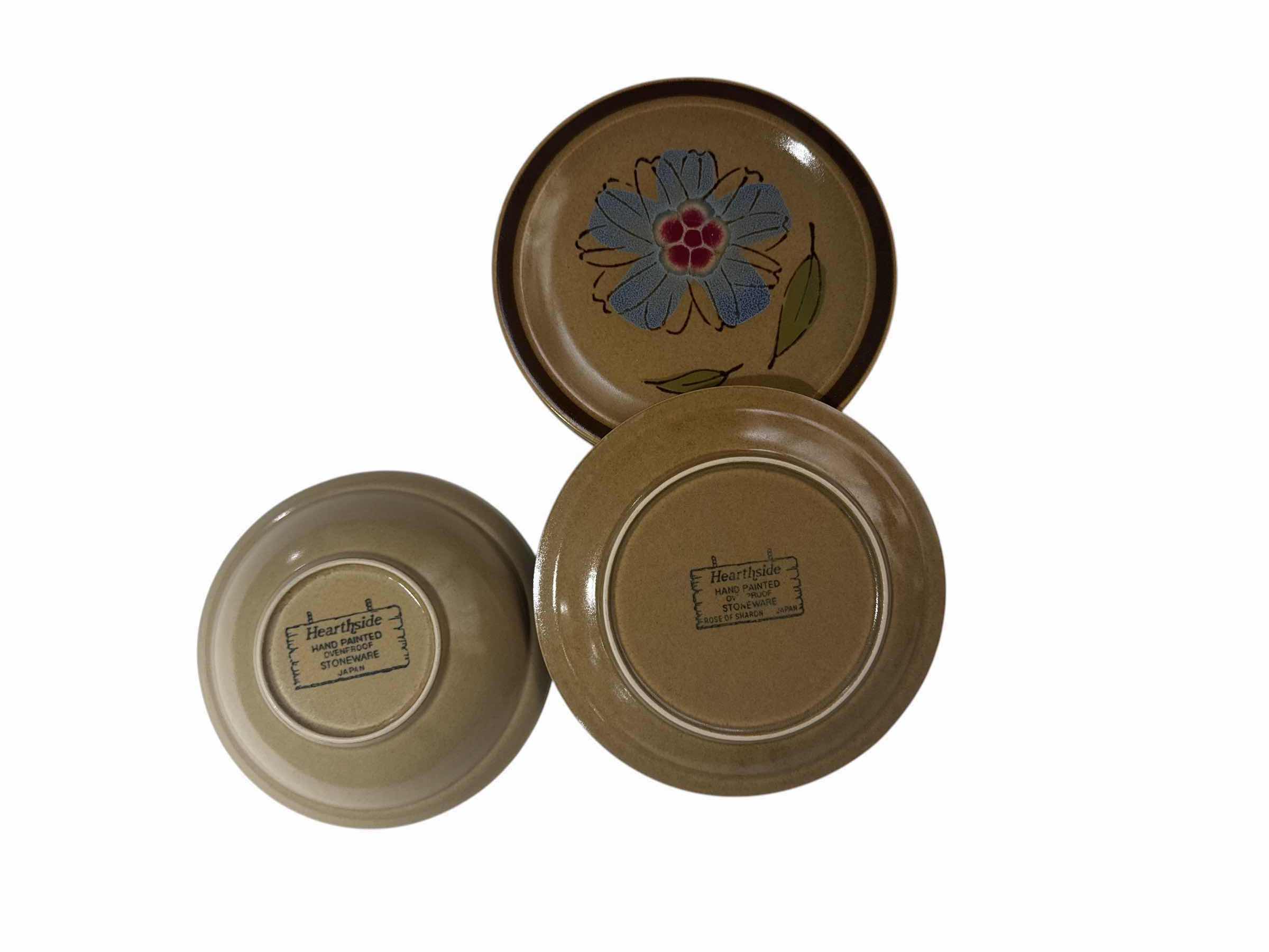 Photo 1 of 5-PIECES OF JAPANESE HEARTSIDE HAND-PAINTED OVENPROOF STONEWARE (4) SALAD PLATES, (1) BOWL
