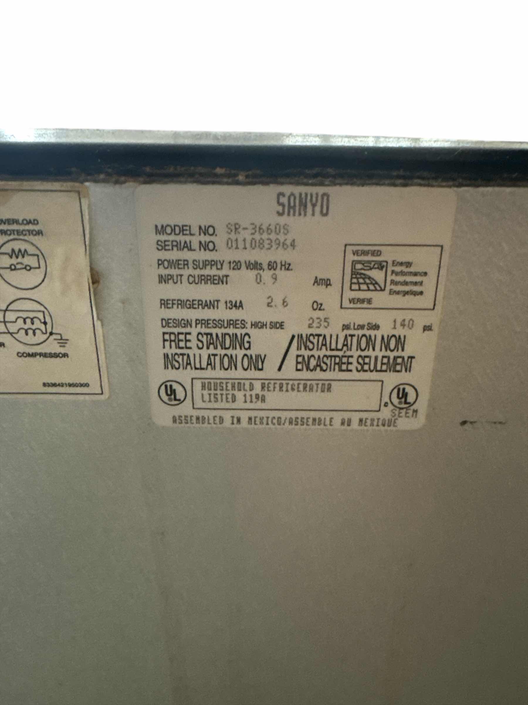 Photo 1 of SANYO STAINLESS STEEL MINI FRIDGE
19“ x 19“ H 33 “