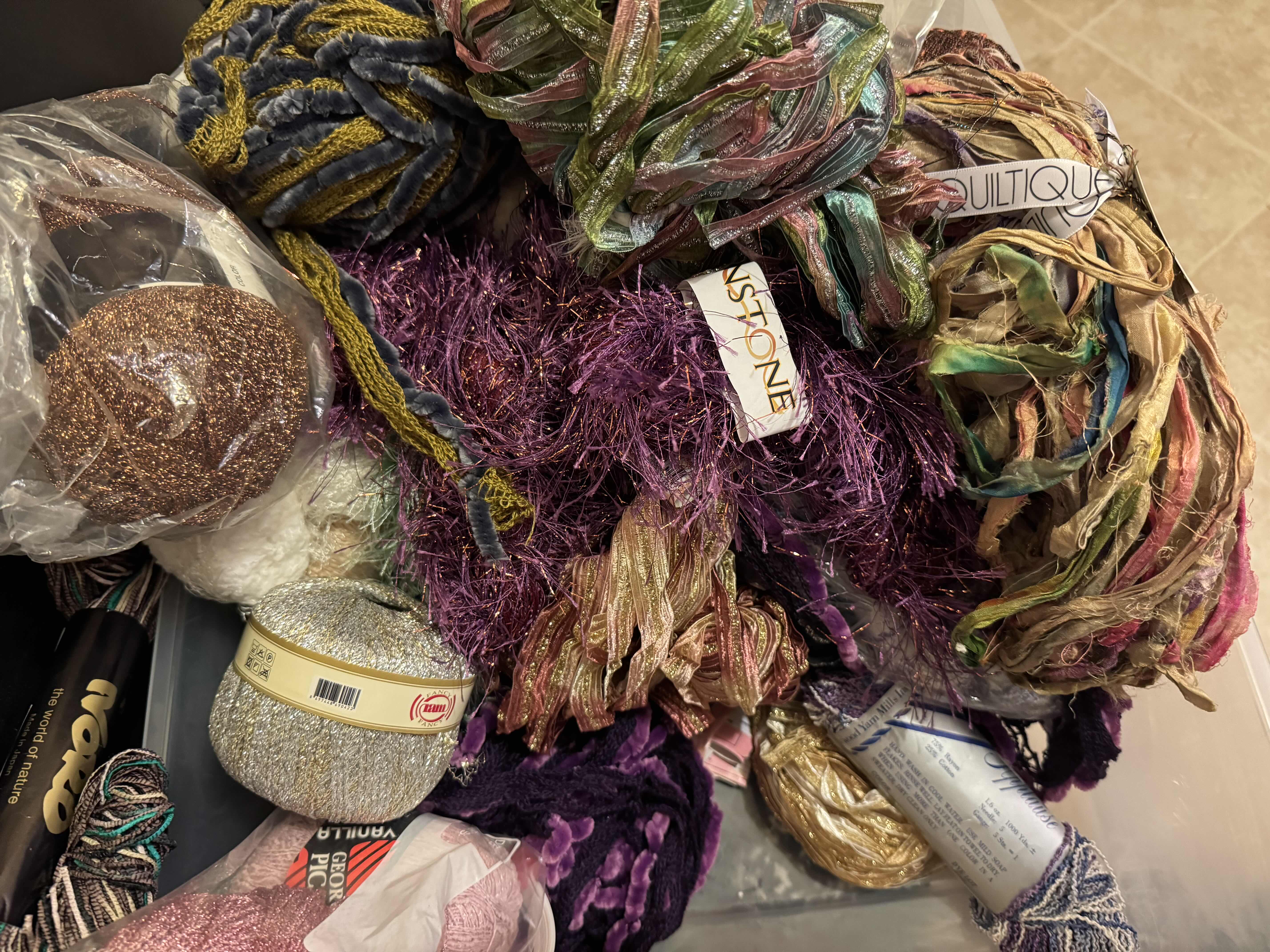 Photo 1 of TOTE OF SPECIALTY YARN/FIBER ART MATERIAL