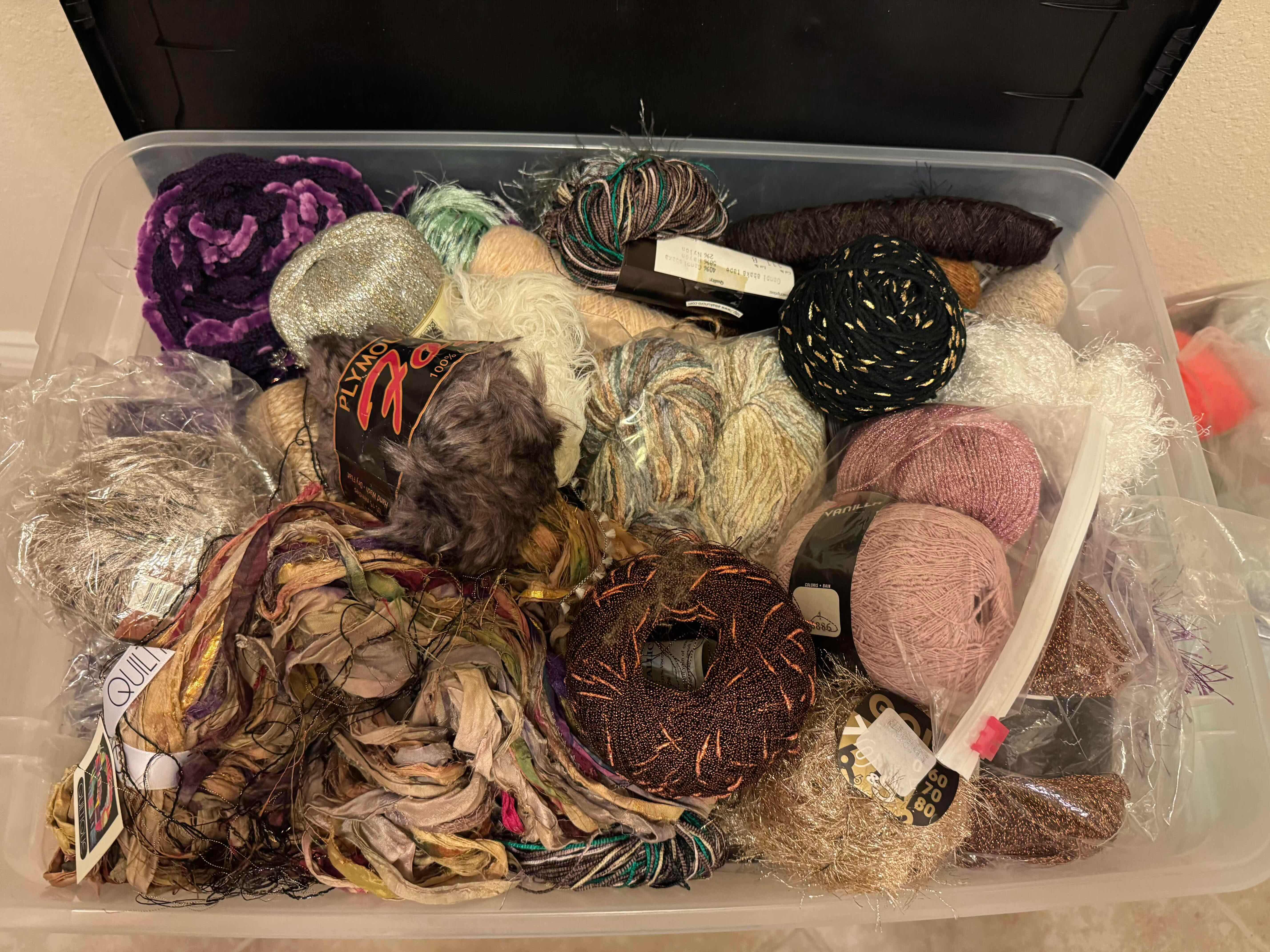 Photo 1 of TOTE OF SPECIALTY YARN/FIBER ART MATERIAL