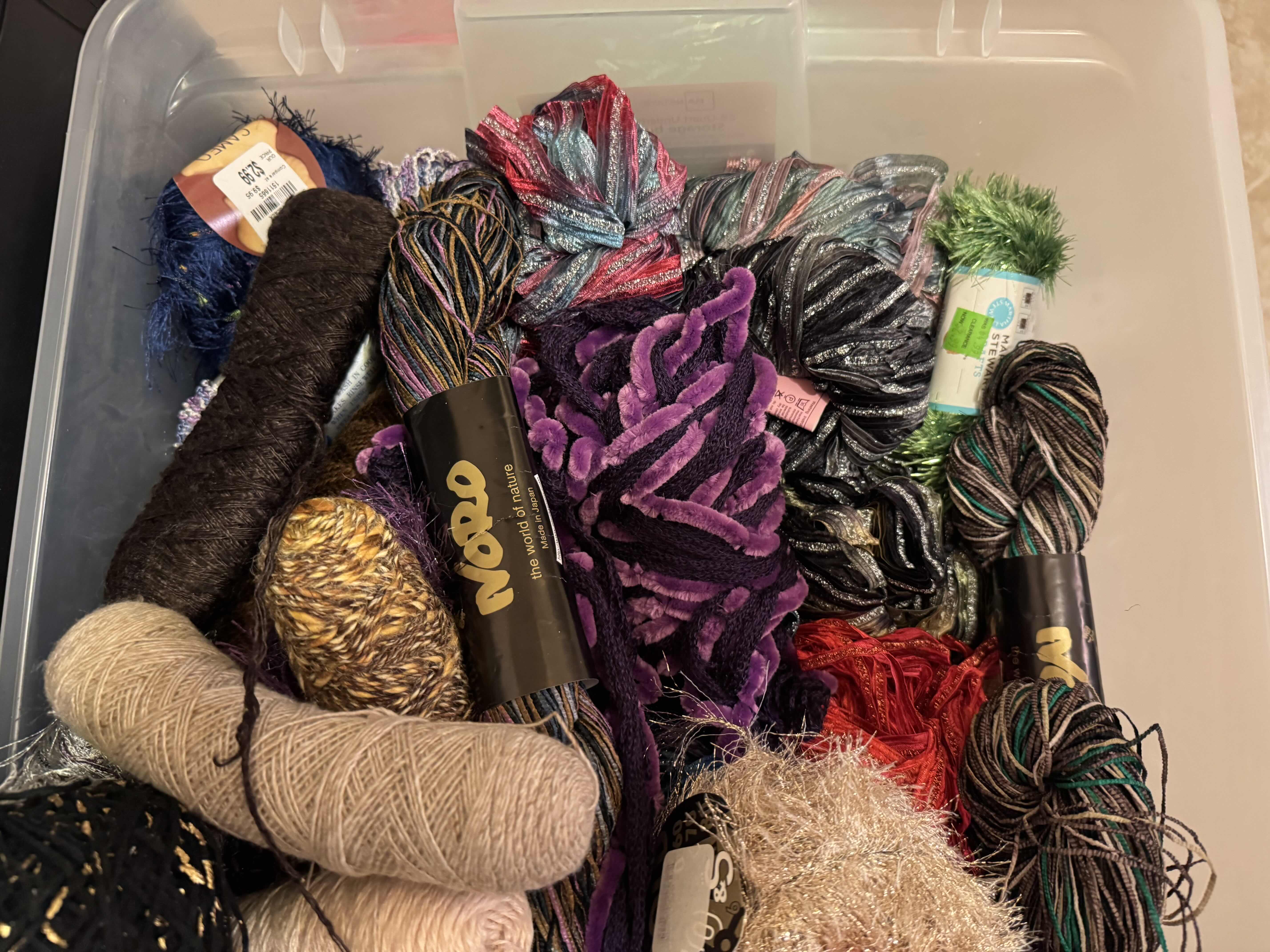 Photo 1 of TOTE OF SPECIALTY YARN/FIBER ART MATERIAL