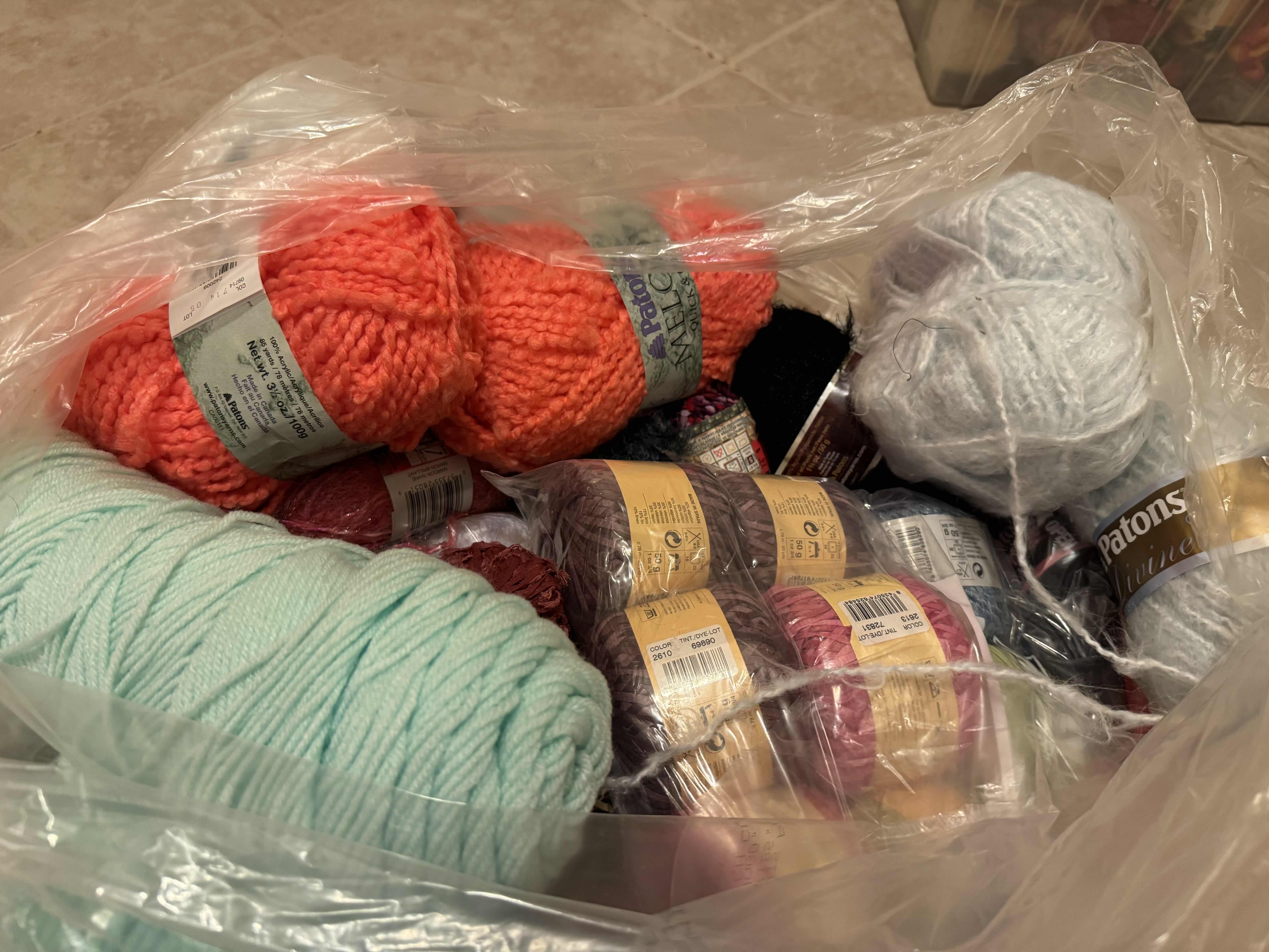 Photo 1 of LARGE BAG OF YARN/SPECIALTY FIBER ART MATERIAL