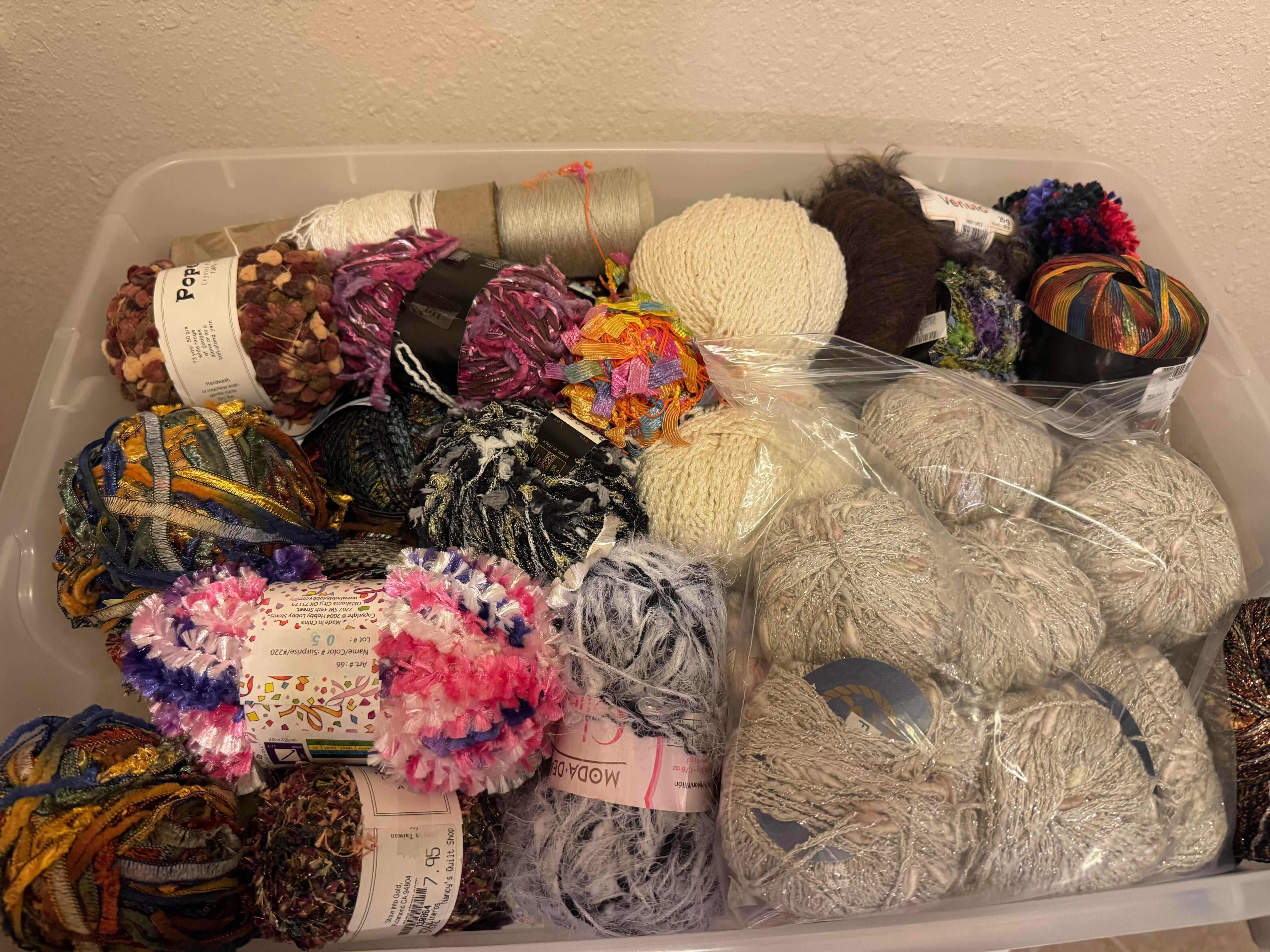 Photo 1 of TOTE OF SPECIALTY YARN/FIBER ART MATERIAL