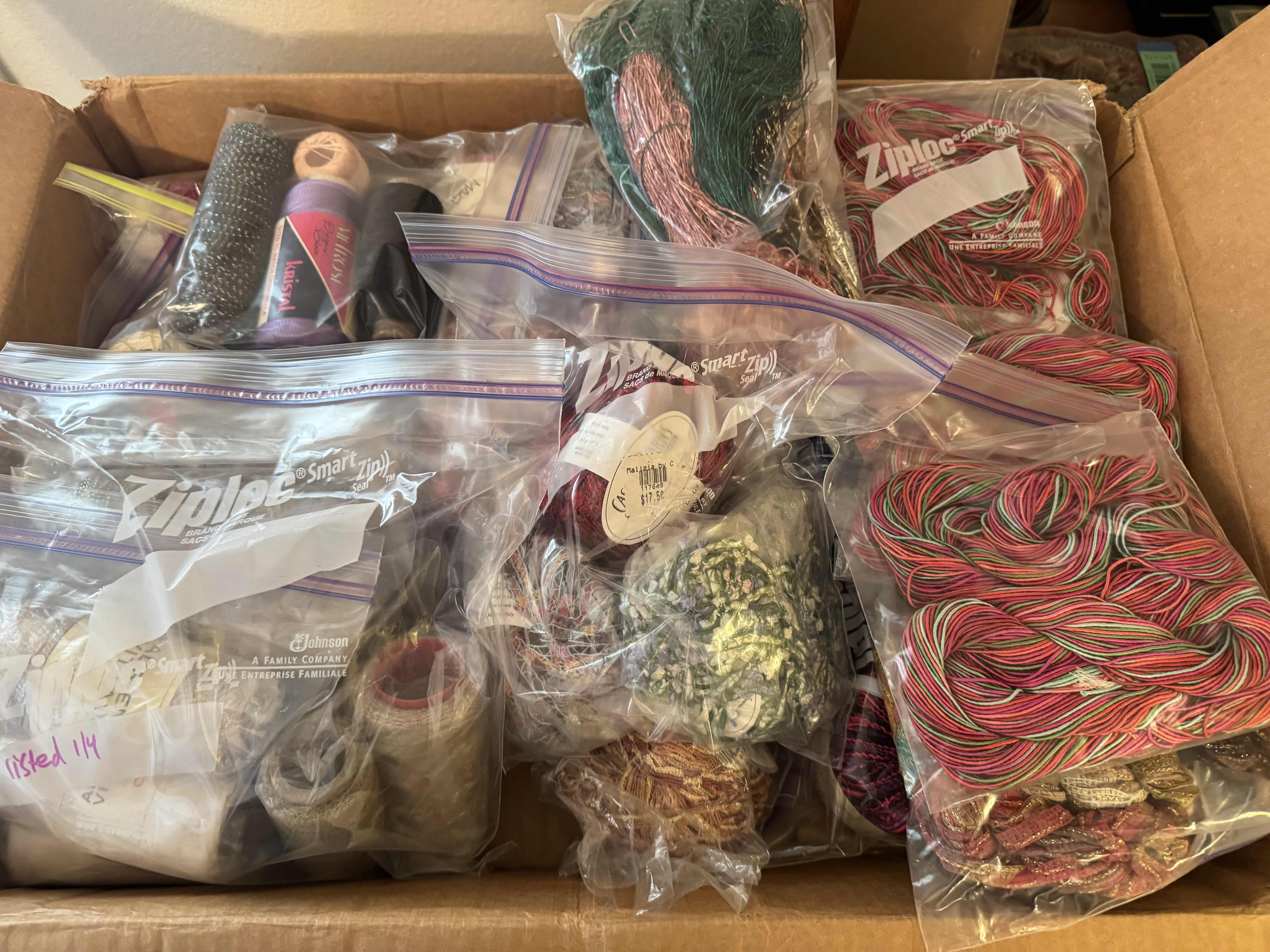 Photo 1 of TOTE OF SPECIALTY YARN/FIBER ART MATERIAL