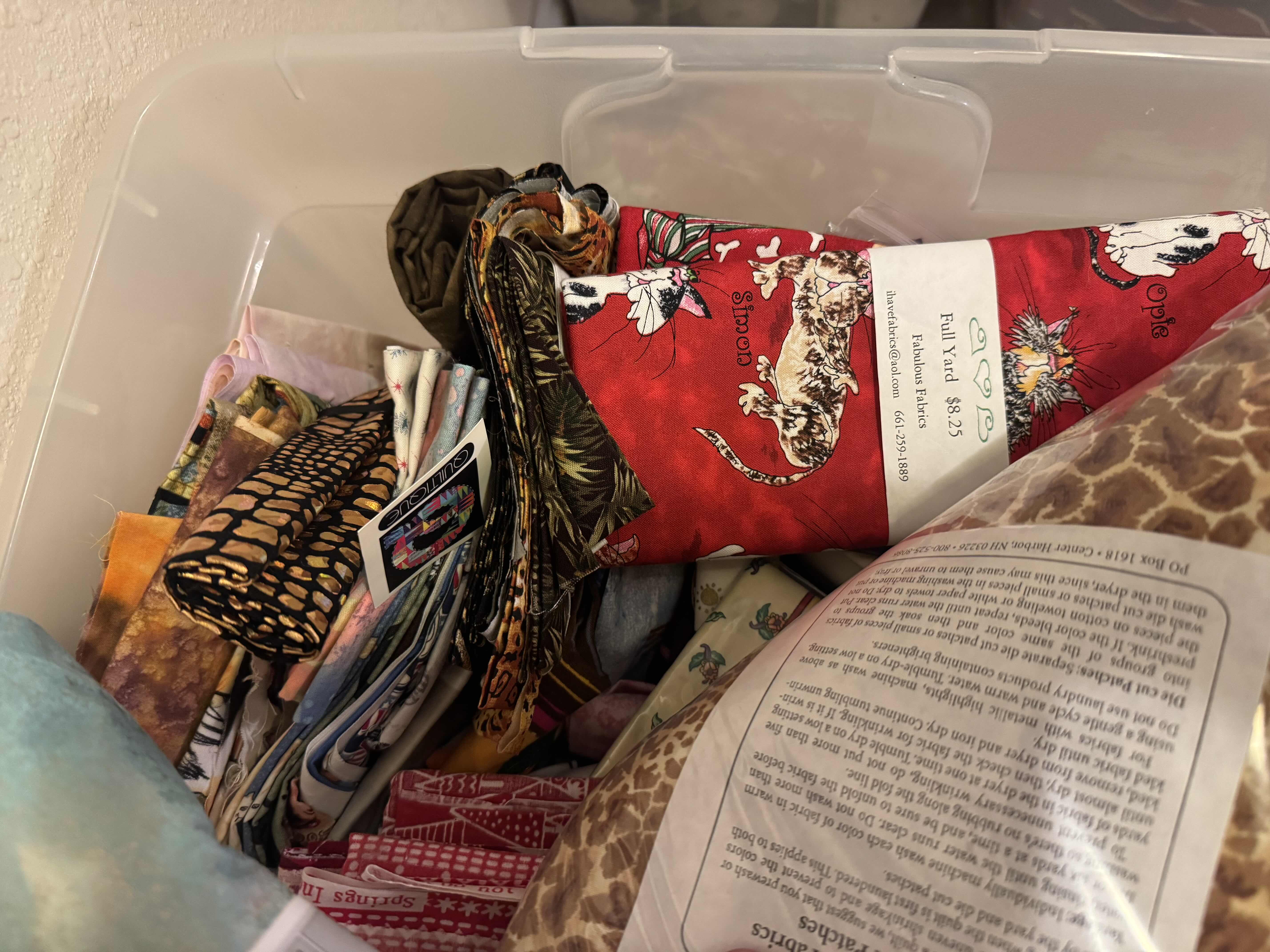Photo 1 of 58 QT TOTE OF FABRIC