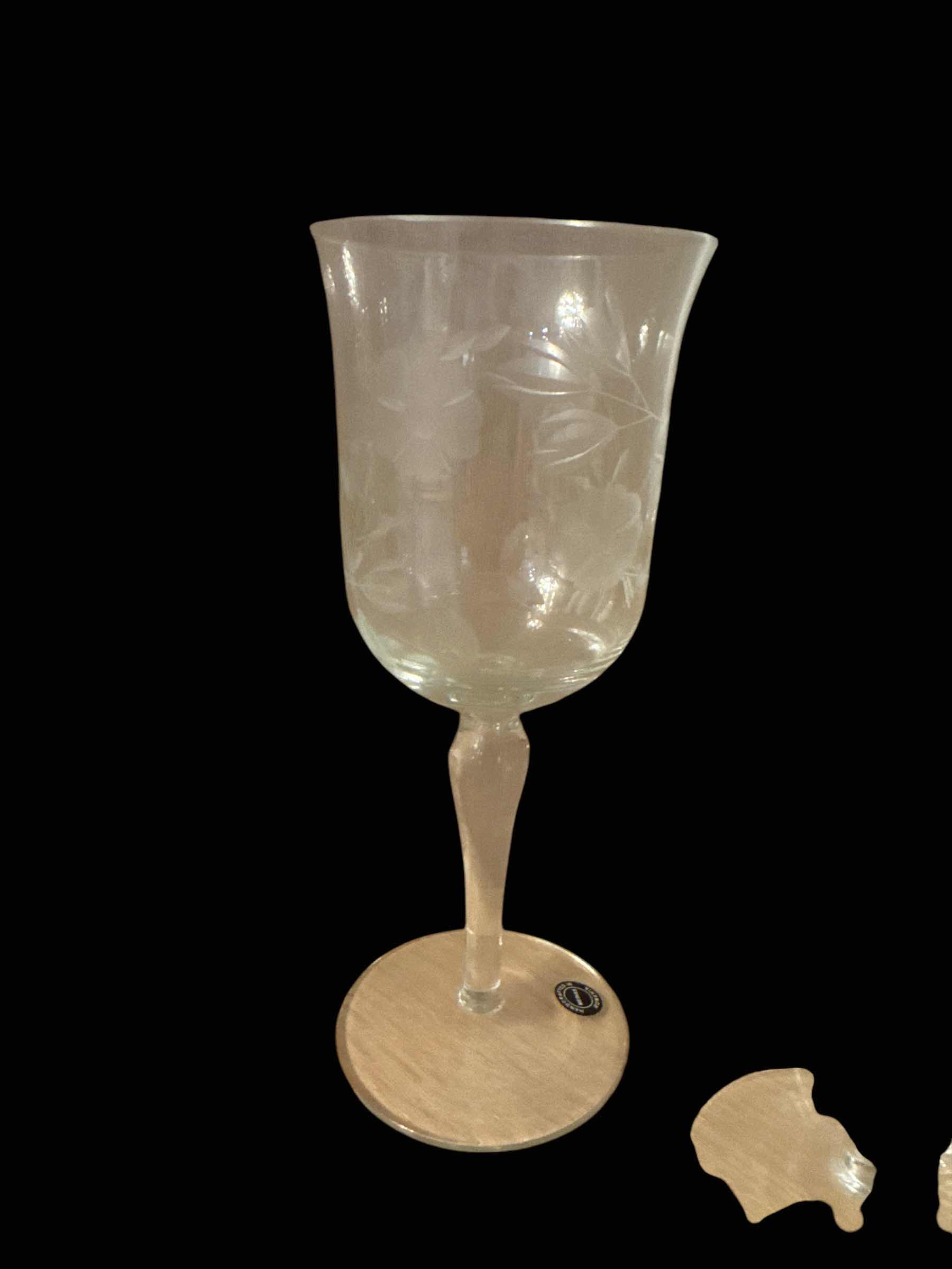 Photo 1 of 12 ROMANIAN WINE GOBLETS WITH FLORAL ETCHING