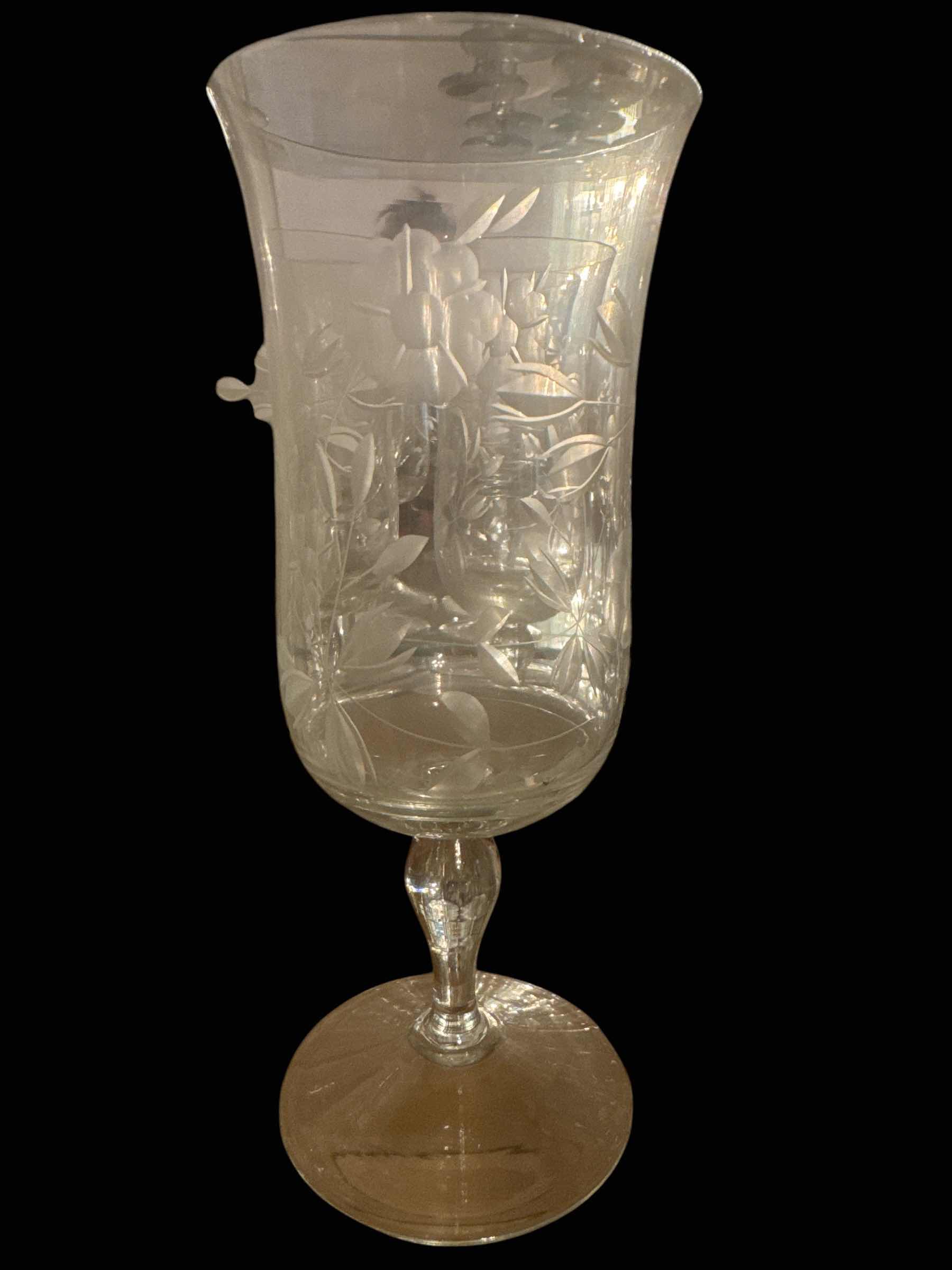 Photo 1 of 5 FLORAL ETCHED  WINE GOBLETS