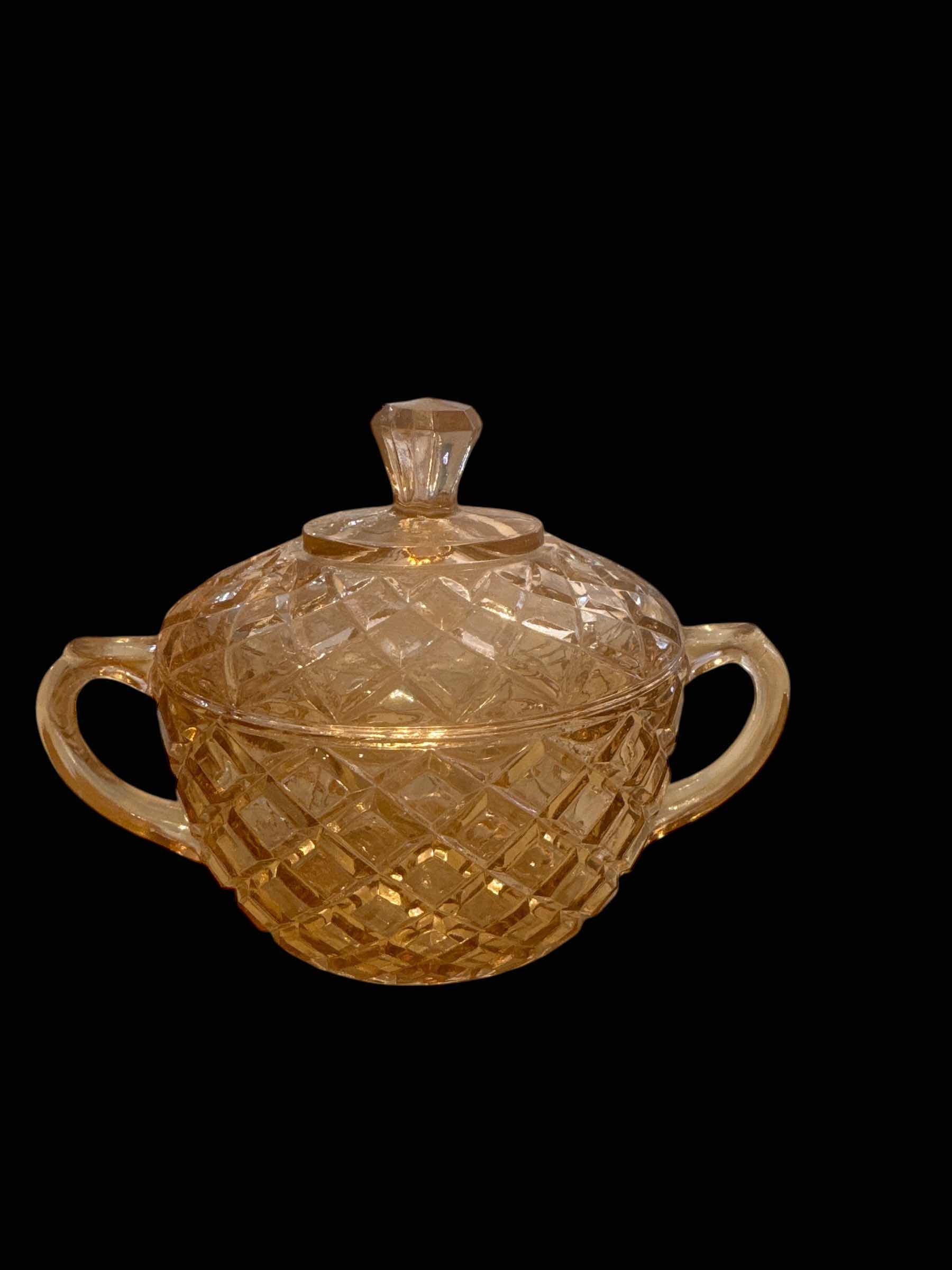 Photo 1 of 3 LIDDED PINK DEPRESSION GLASS SUGAR BOWLS