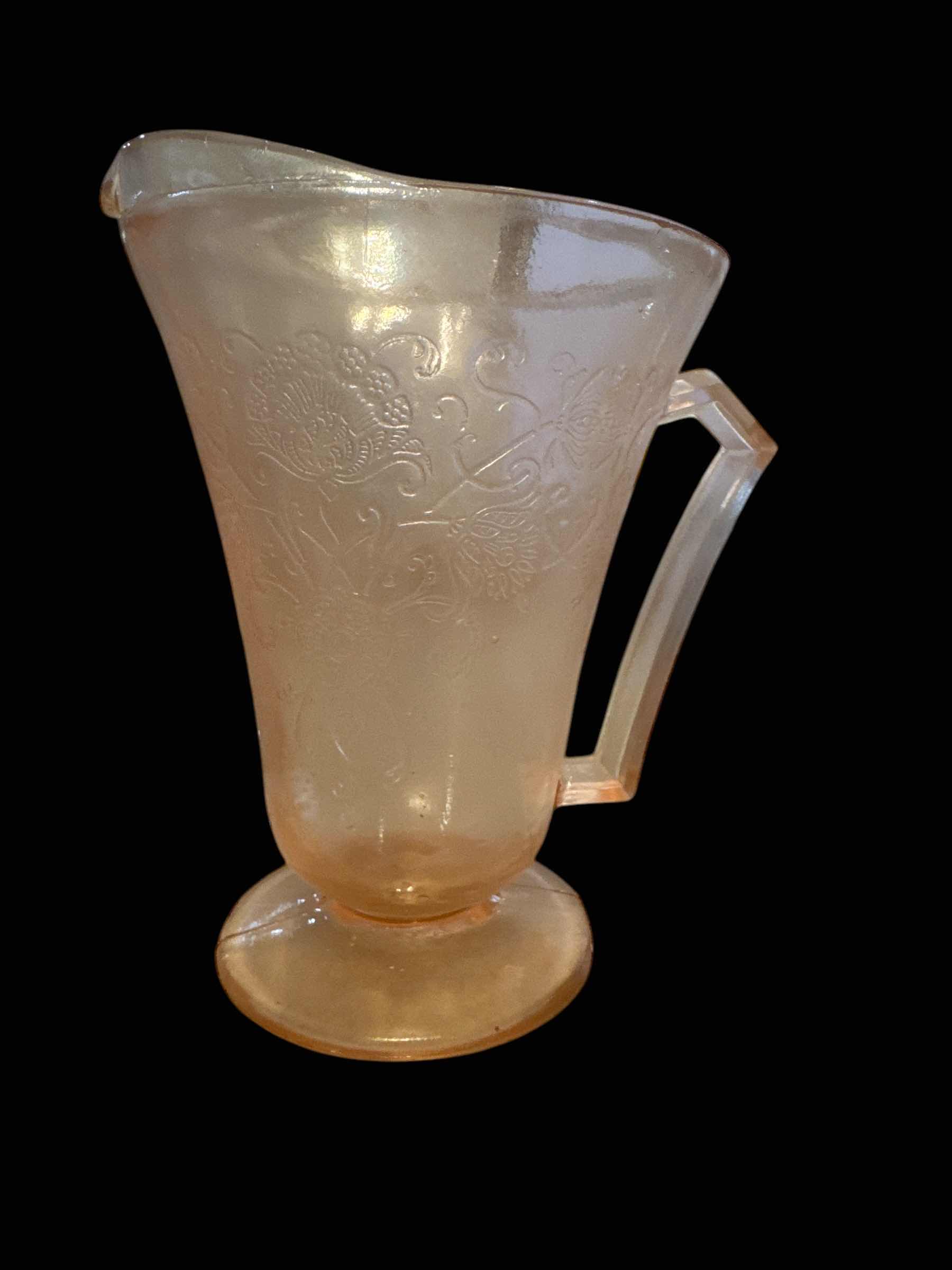 Photo 1 of PINK DEPRESSION GLASS CARAFE & HAZEL ATLAS PITCHER
