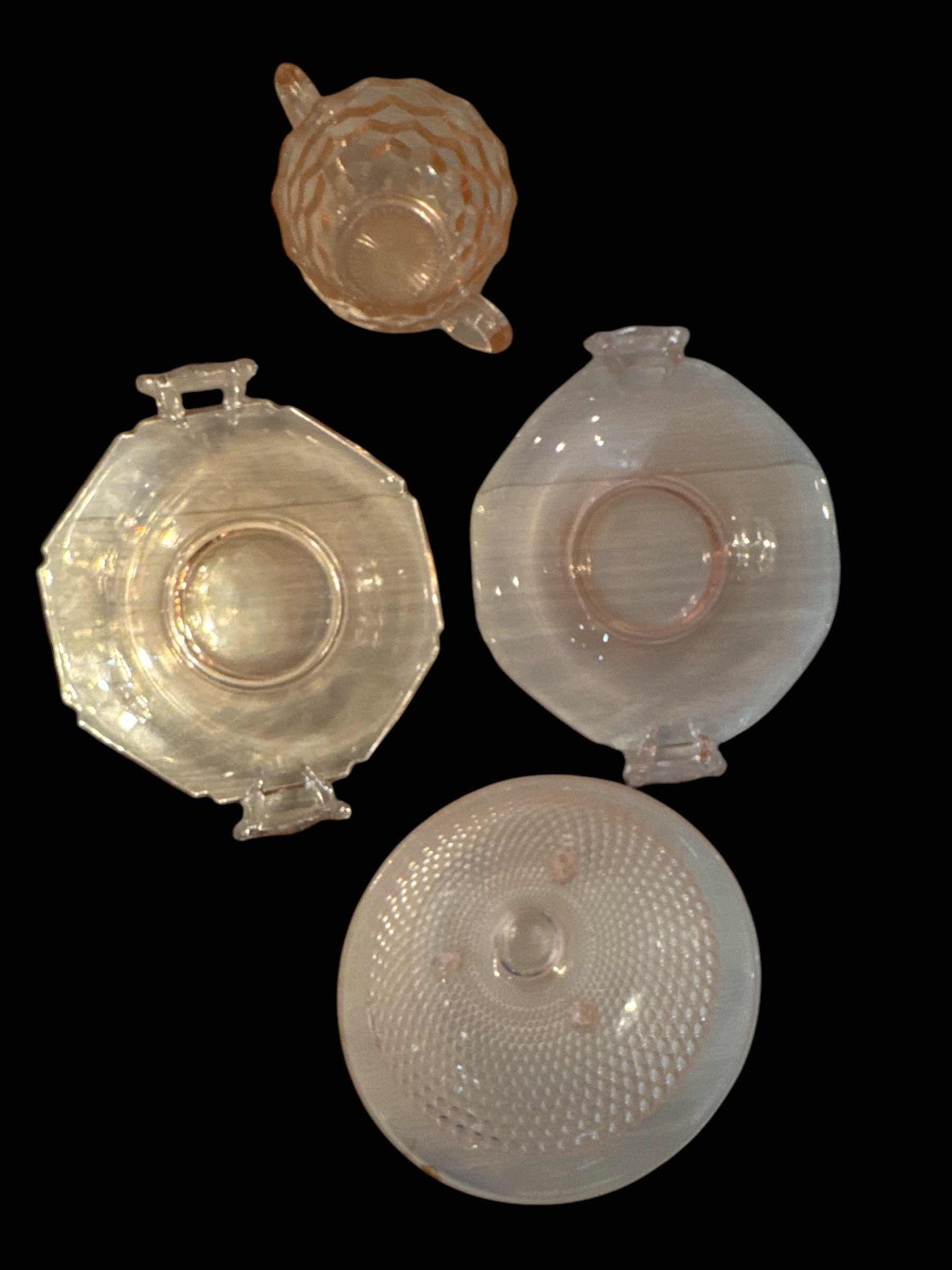 Photo 1 of 4 PIECES OF PINK DEPRESSION GLASS