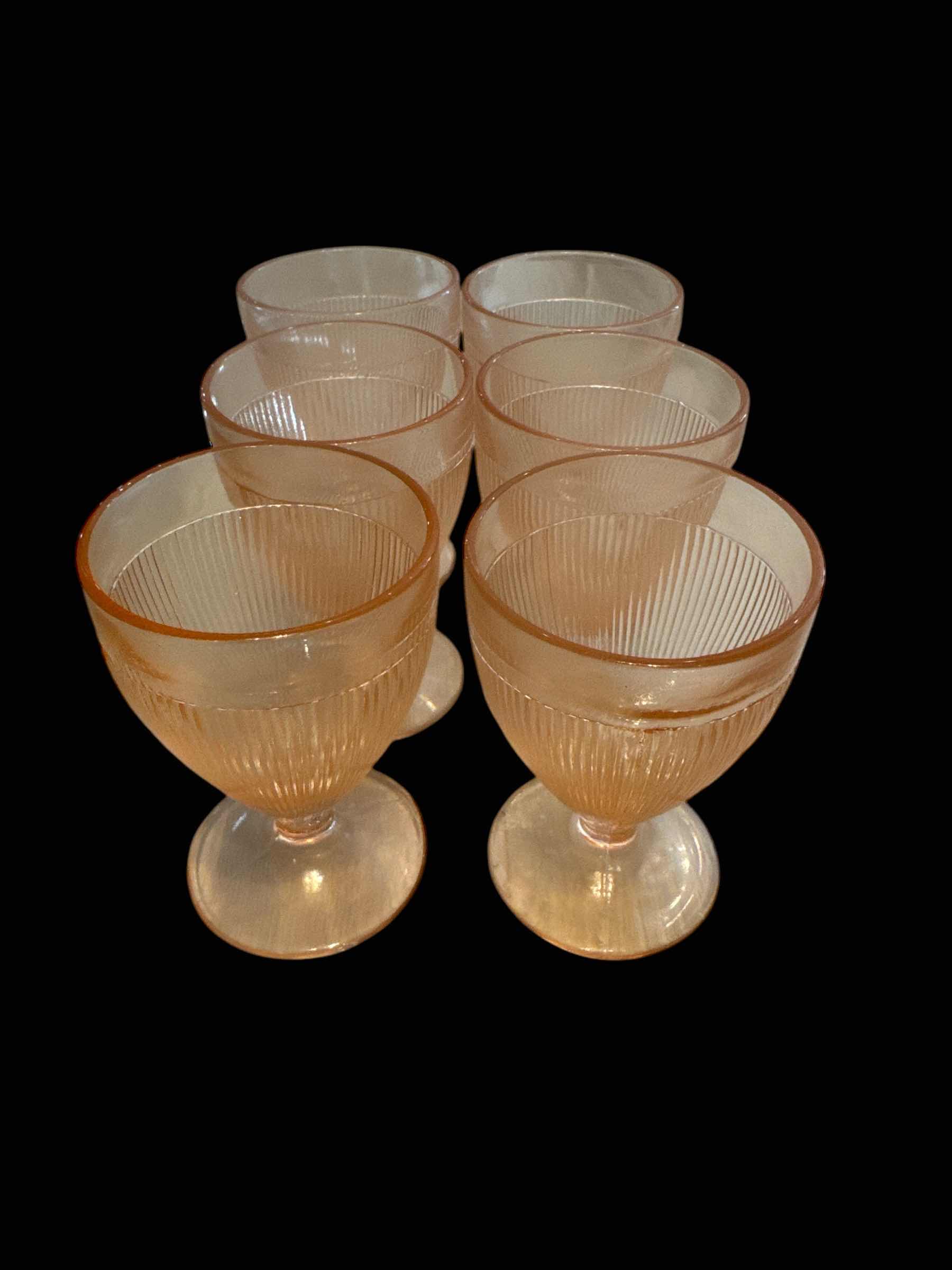 Photo 1 of SET OF 6 PINK DEPRESSION GLASS GOBLETS