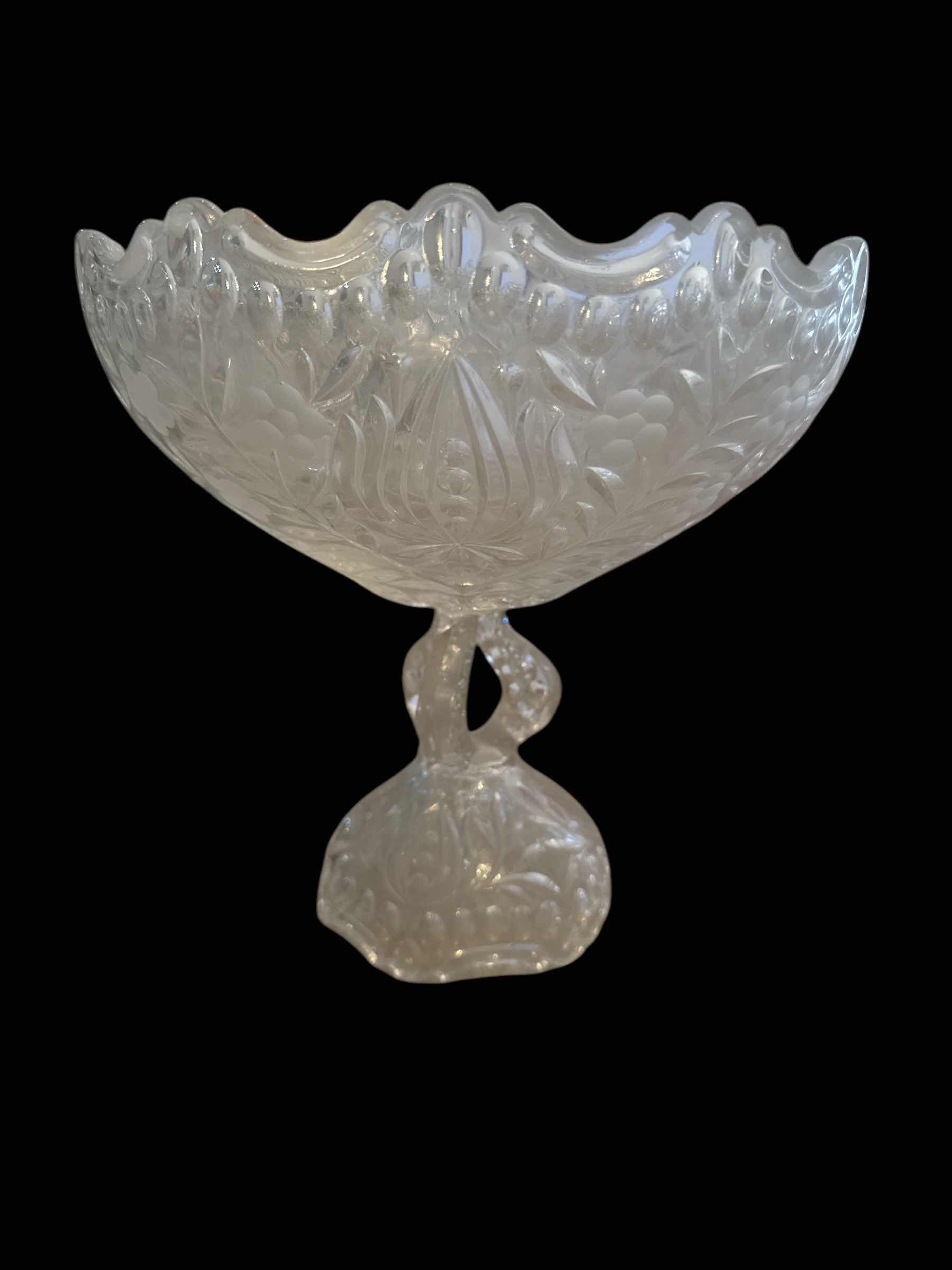 Photo 1 of CRYSTAL COMPOTE PEDESTAL CENTERPIECE CUT FLOWER DESIGN