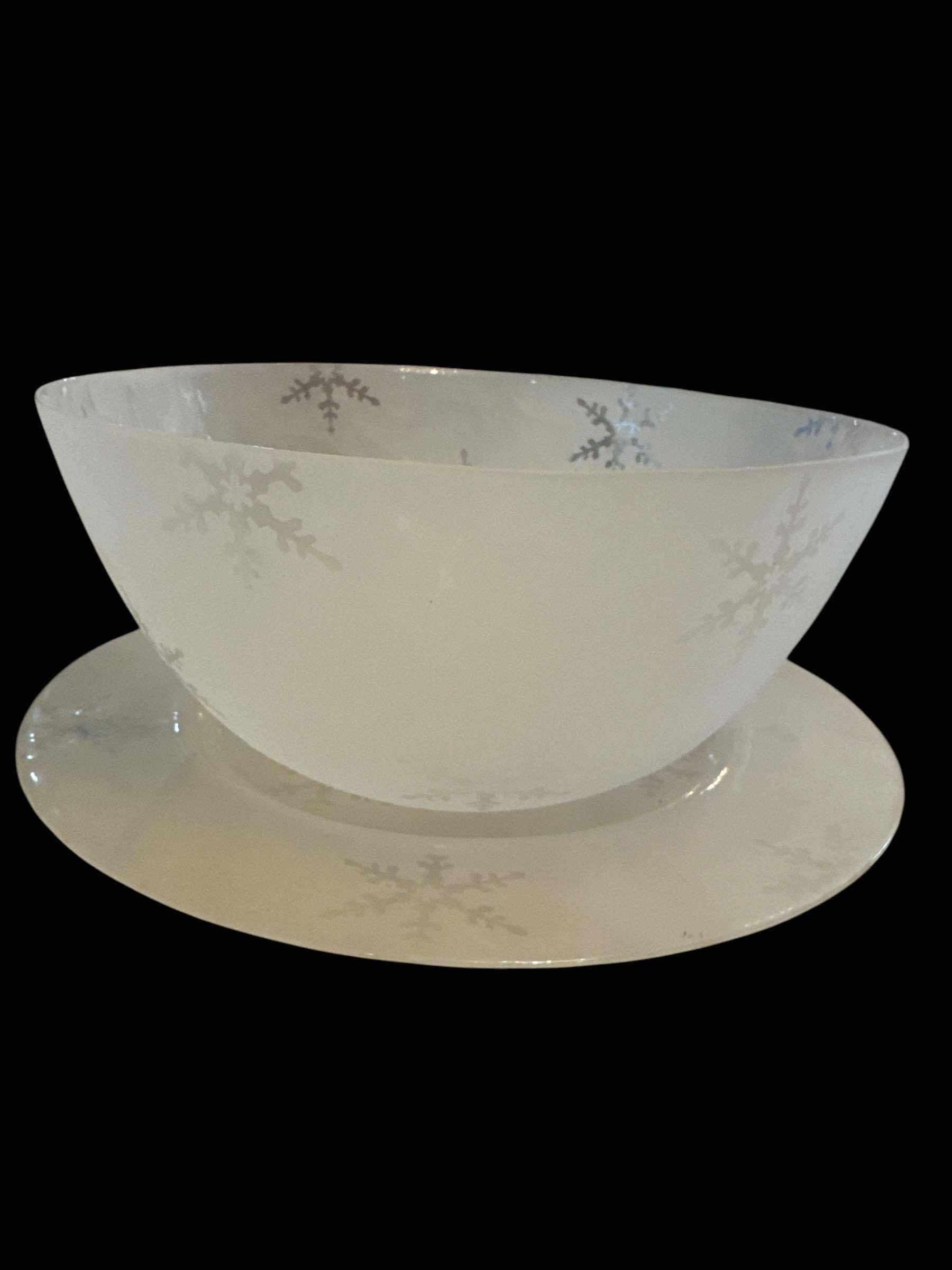 Photo 1 of LARGE FROSTED BOWL & PLATTER WITH SNOWFLAKES