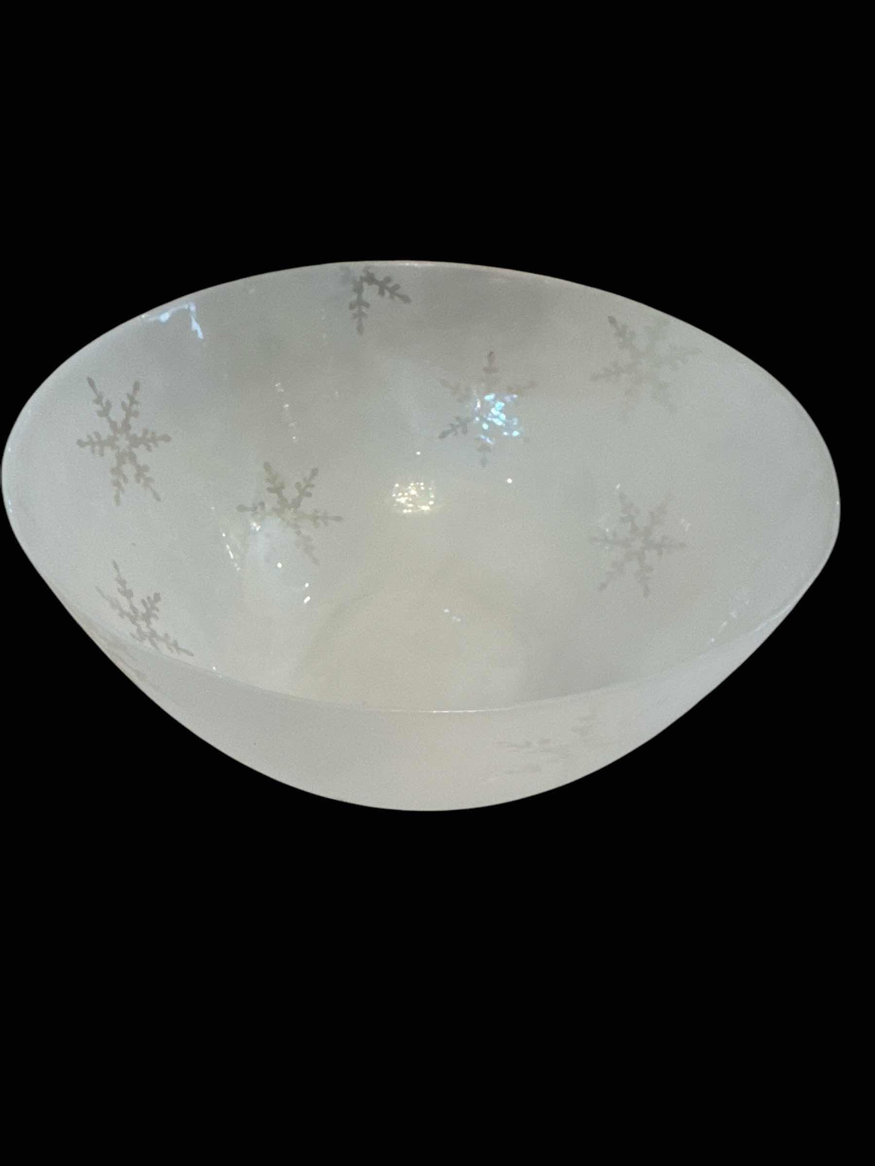 Photo 1 of LARGE FROSTED BOWL & PLATTER WITH SNOWFLAKES