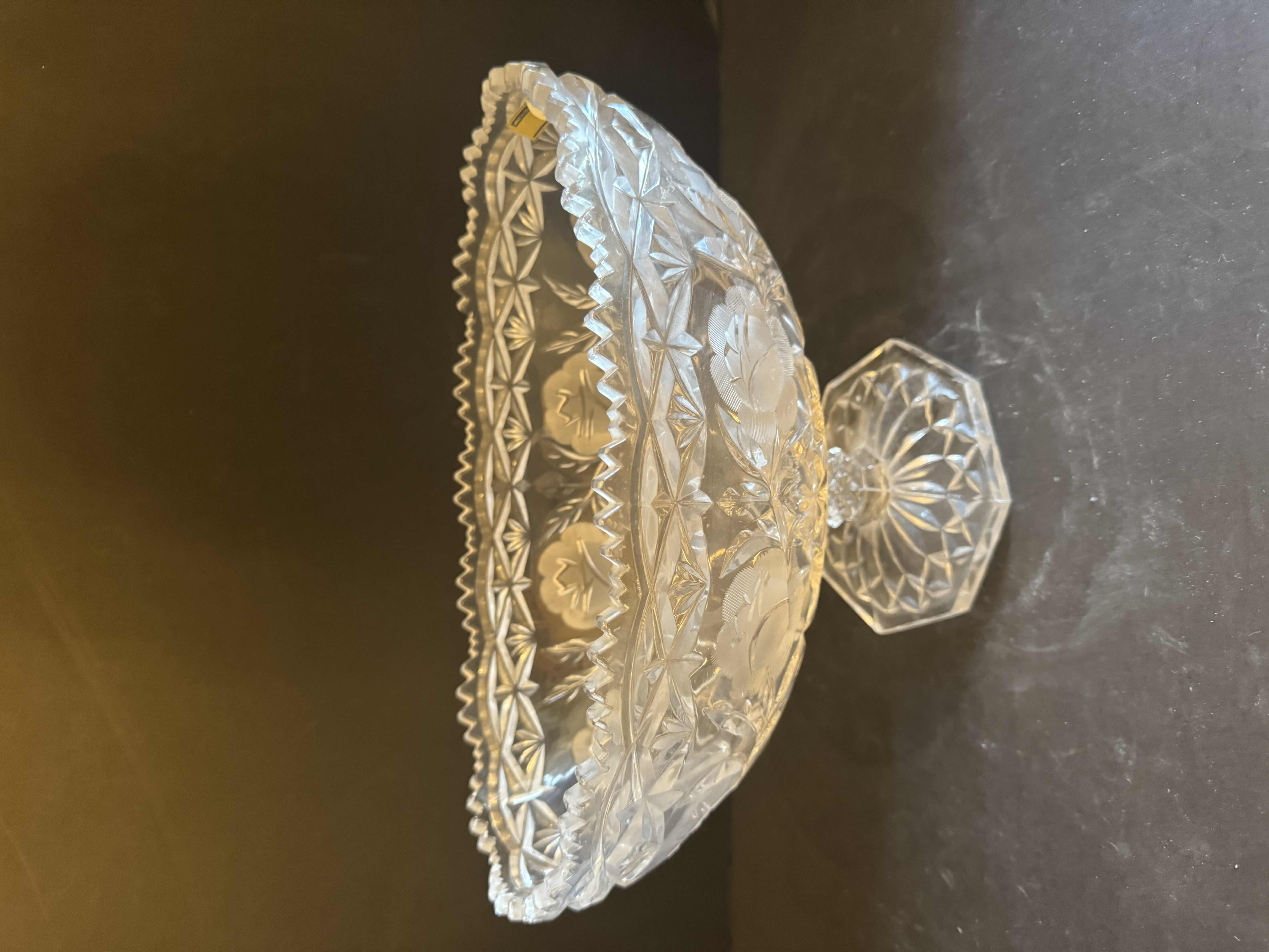 Photo 1 of VINTAGE GENUINE LEAD CRYSTAL HANDCUT PEDESTAL BOWL, MADE IN GERMANY

12” X 7.5” XH7”