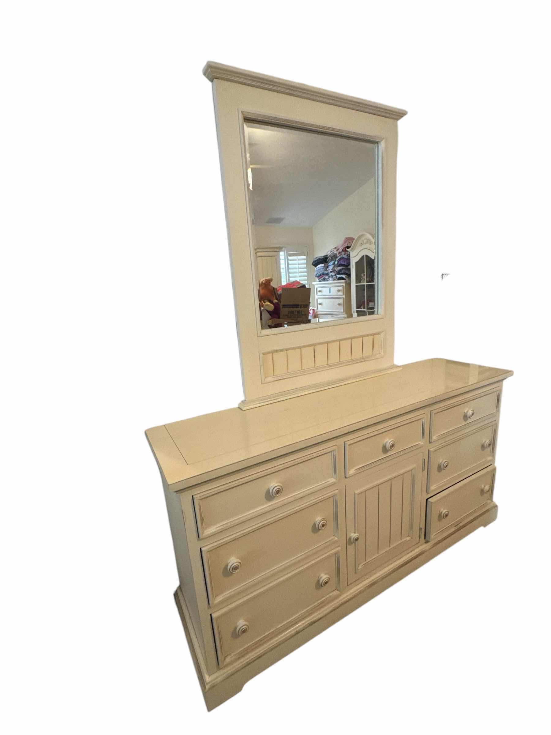 Photo 1 of CREAM COTTAGE STYLE DRESSER WITH MIRROR 69“ x 18” H82”