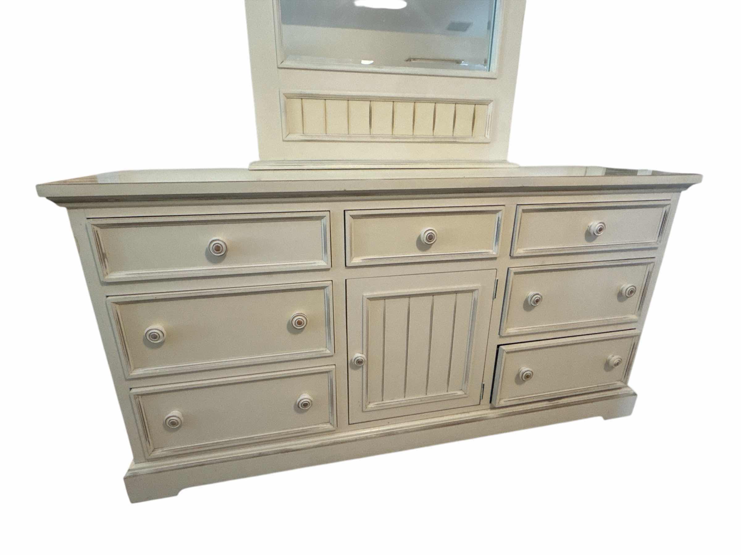 Photo 1 of CREAM COTTAGE STYLE DRESSER WITH MIRROR 69“ x 18” H82”