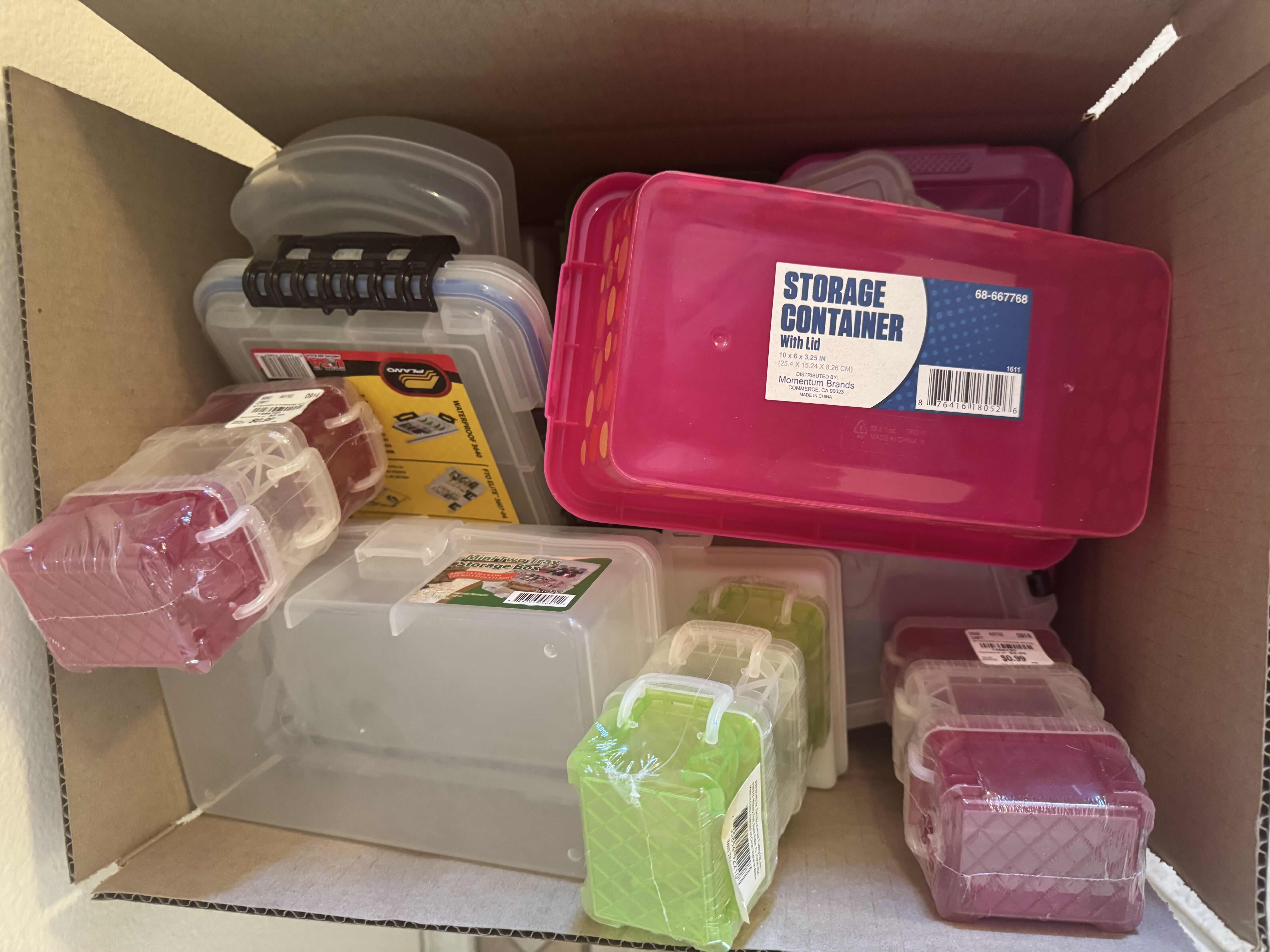 Photo 1 of BOX OF SMALL PLASTIC CONTAINERS AND STORAGE