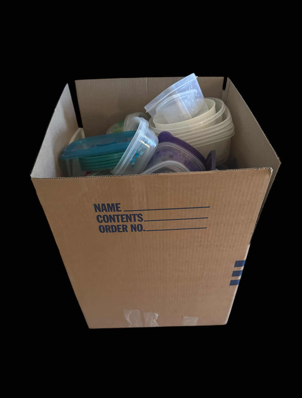 Photo 1 of BOX OF SMALL PLASTIC CONTAINERS, ASSORTED