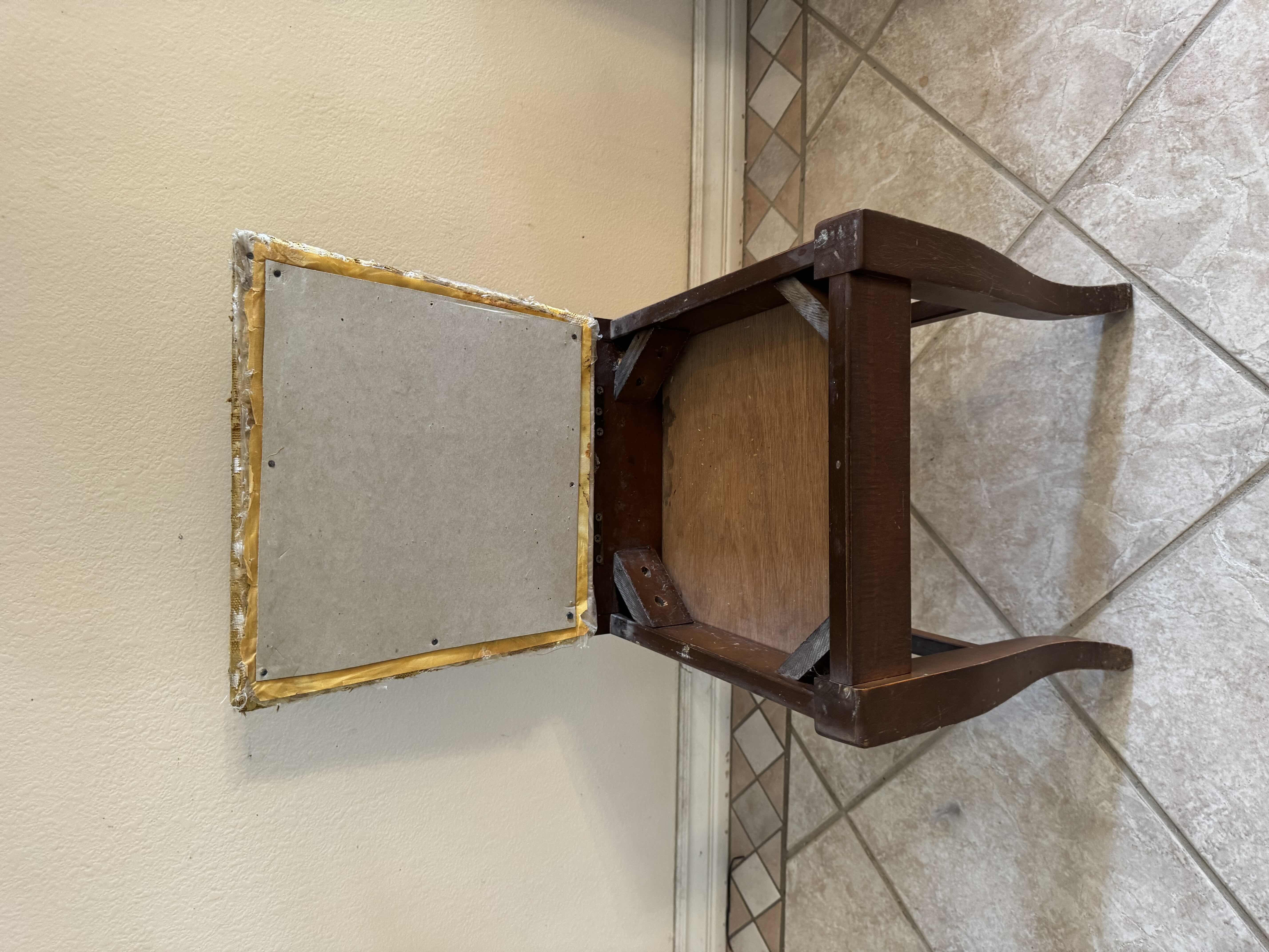 Photo 1 of VINTAGE UPHOLSTERED SEAT, WOODEN CHAIR WITH STORAGE UNDER THE SEAT