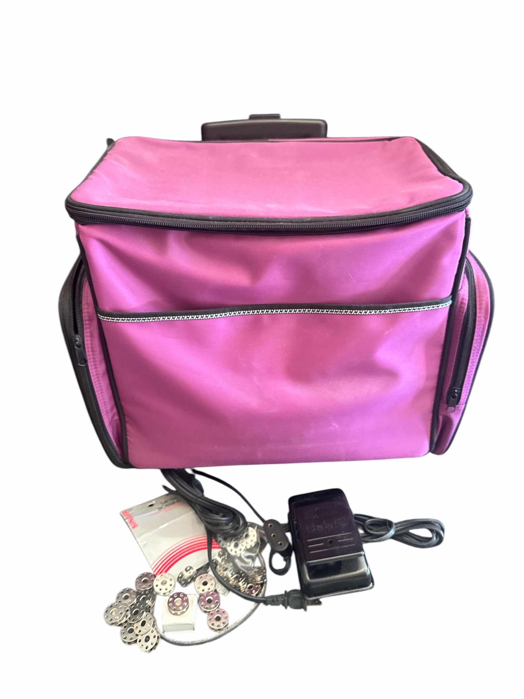 Photo 1 of PORTABLE WHEELED SEWING MACHINE BAG & BOBBINS
