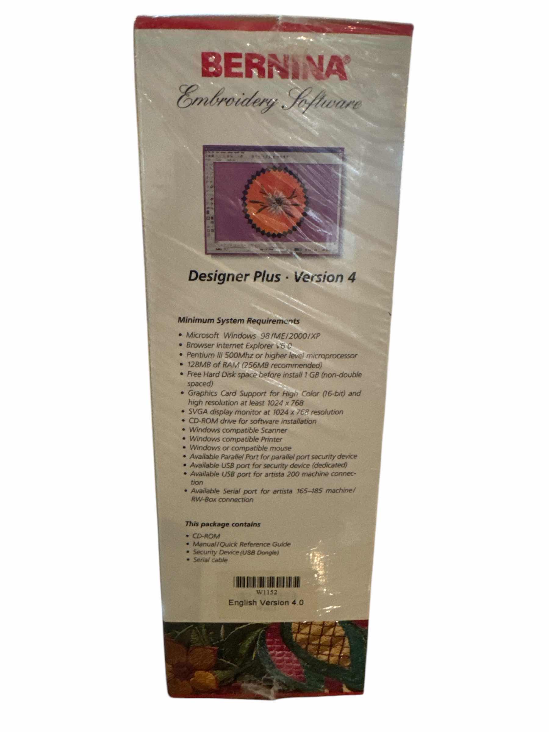 Photo 1 of BERNINA EMBROIDERY SOFTWARE DESIGNER PLUS VERSION 4