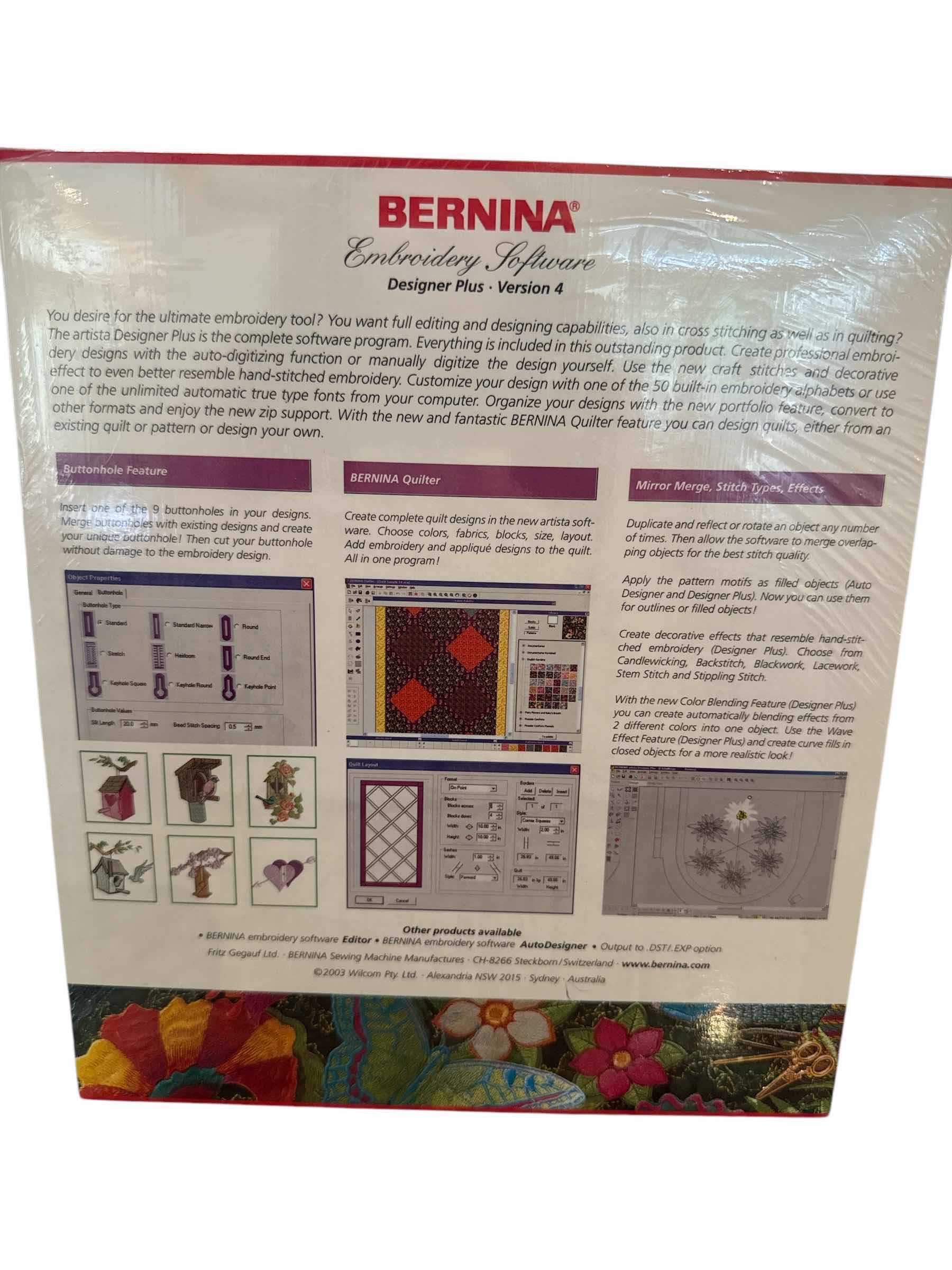 Photo 1 of BERNINA EMBROIDERY SOFTWARE DESIGNER PLUS VERSION 4