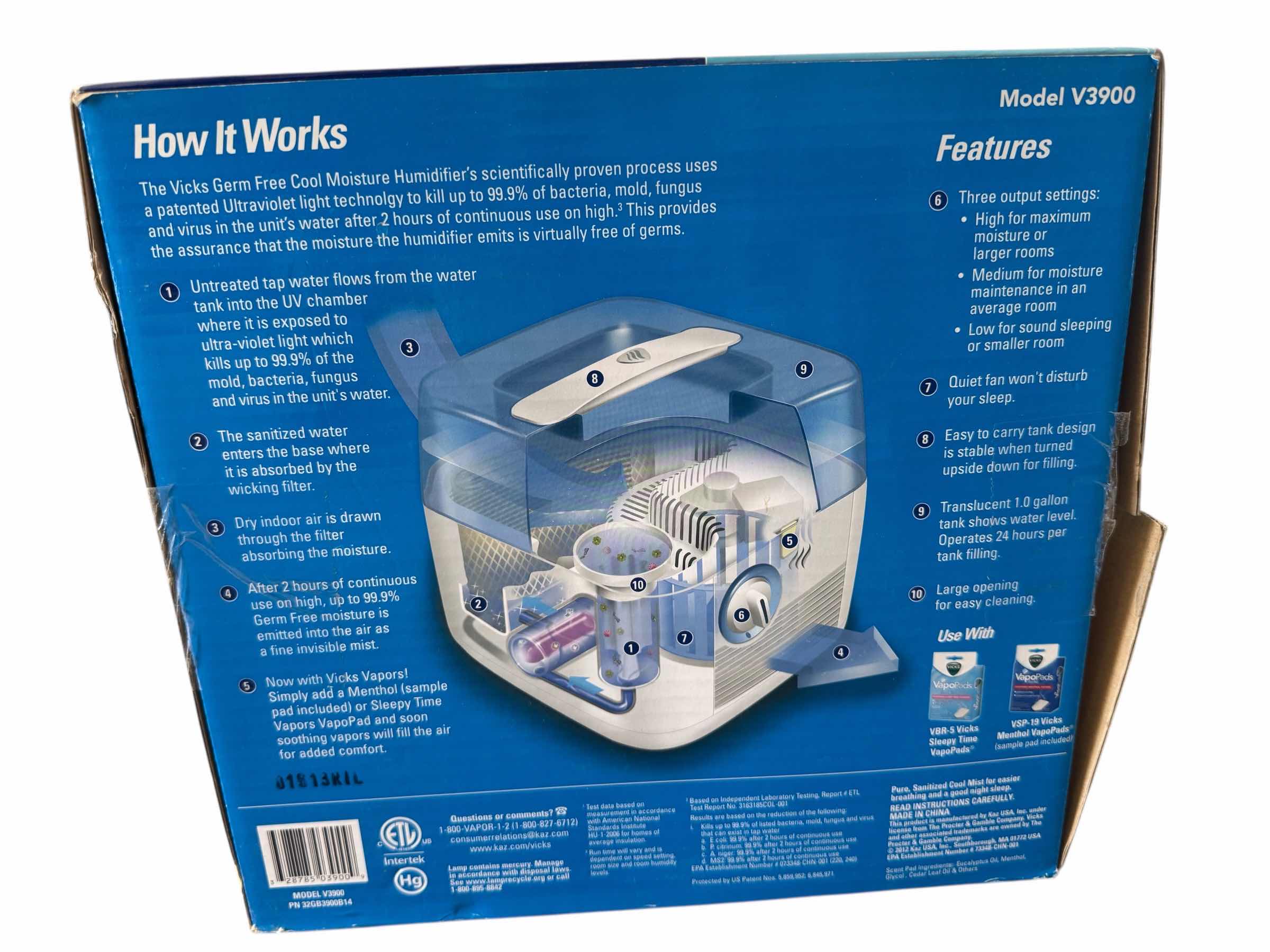 Photo 1 of VICKS GERM FREE COOL MOISTURE HUMIDIFIER