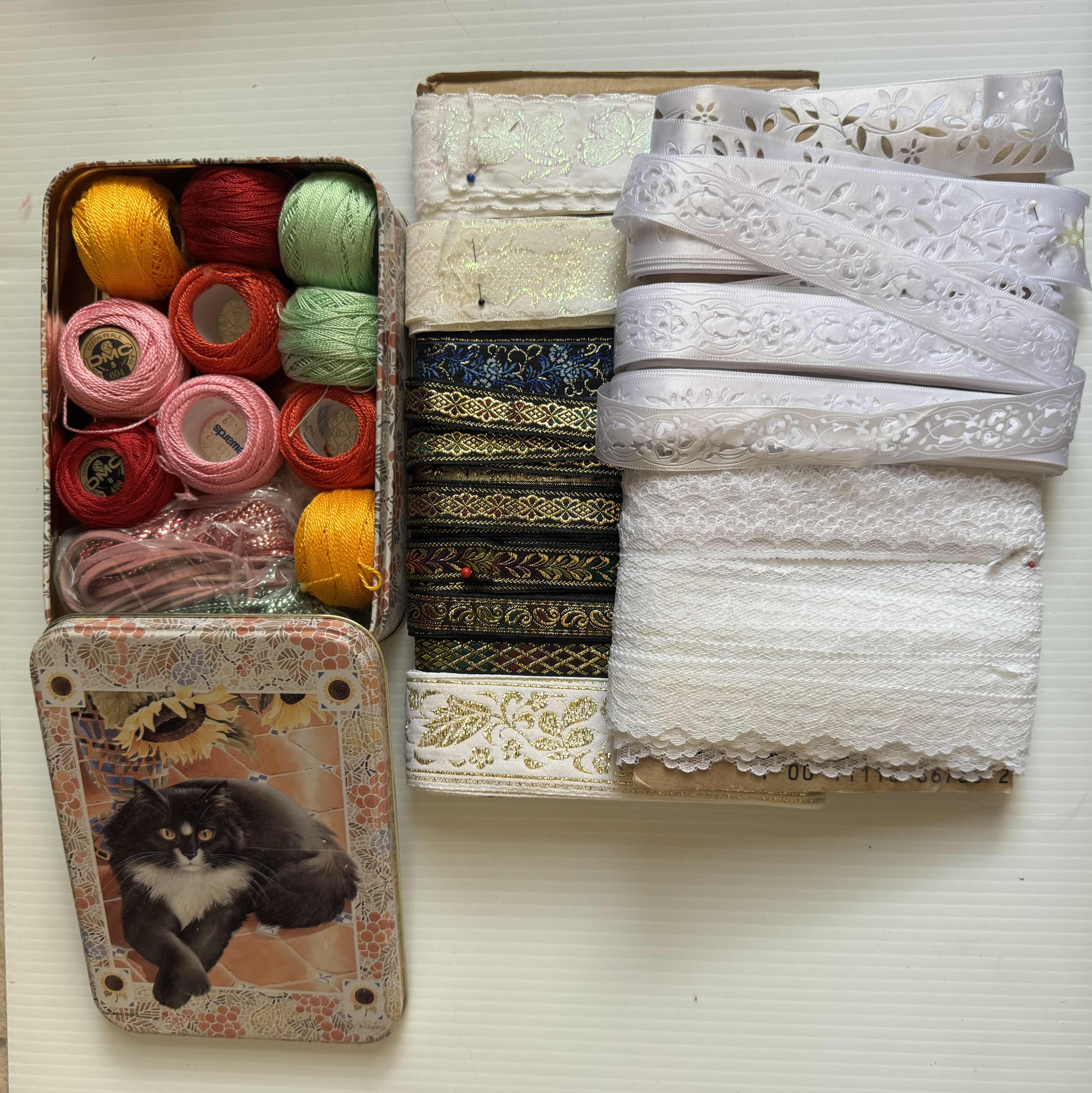 Photo 1 of ASSORTED CRAFTING ITEMS, SEWING, CRAFTING ACCESSORIES, RIBBONS, THREADS, LACE TRIMS