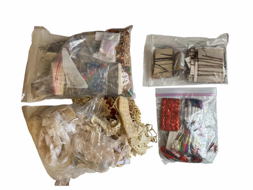 Photo 1 of ASSORTED CRAFTING ITEMS, SEWING, CRAFTING ACCESSORIES, RIBBONS, THREADS, LACE TRIMS