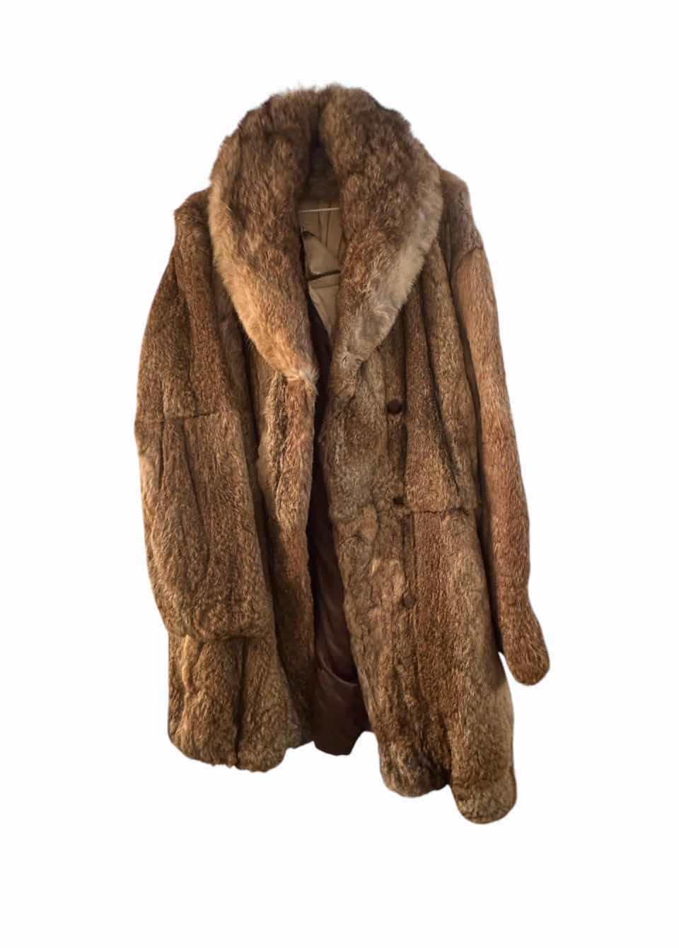 Photo 1 of VINTAGE FUR-COAT RABBIT FUR, NO TAG, WOMEN’S CLOTHING, BROWN