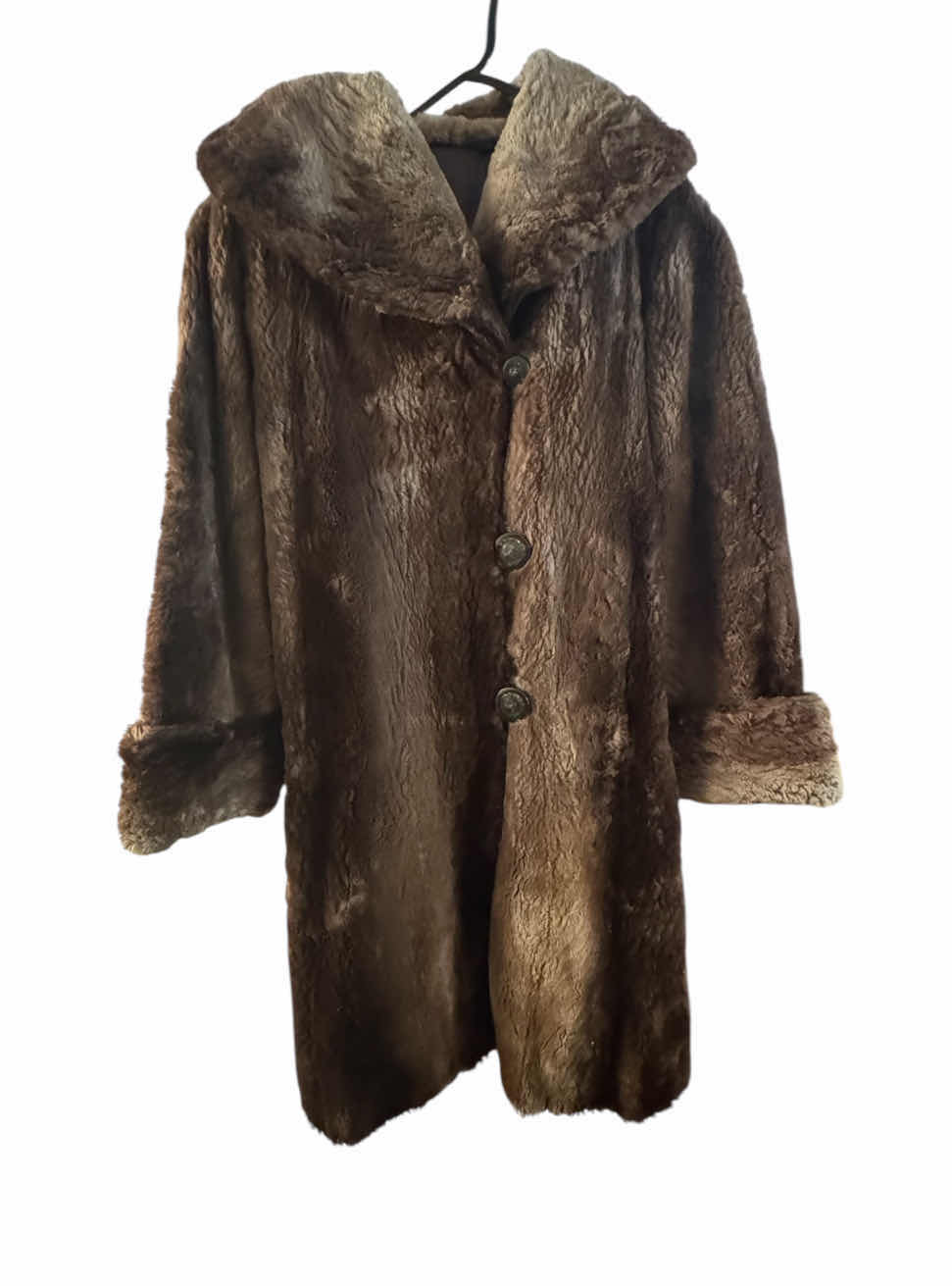 Photo 1 of VINTAGE FUR COAT, BUTTON UP COAT, WOMEN’S CLOTHING, BROWN